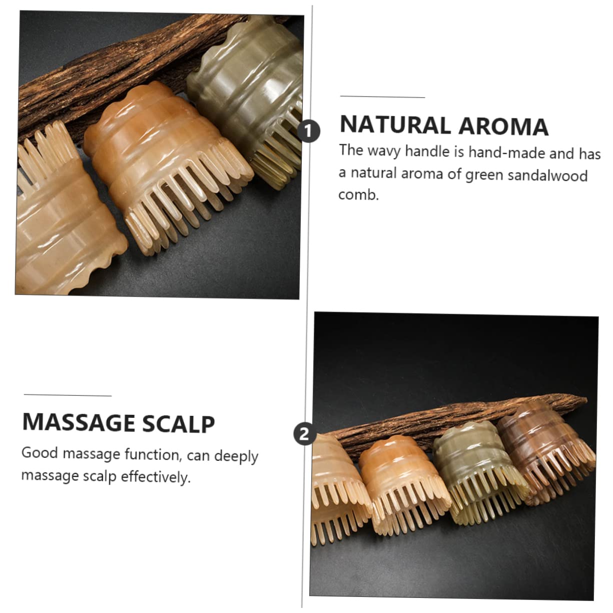 Masajeador de Cuero Cabelludo Cepillo de Champú de Cuerno de Buey Artesanal, Plástico Duradero para Lavado y Masaje del Cabello Color Aleatorio