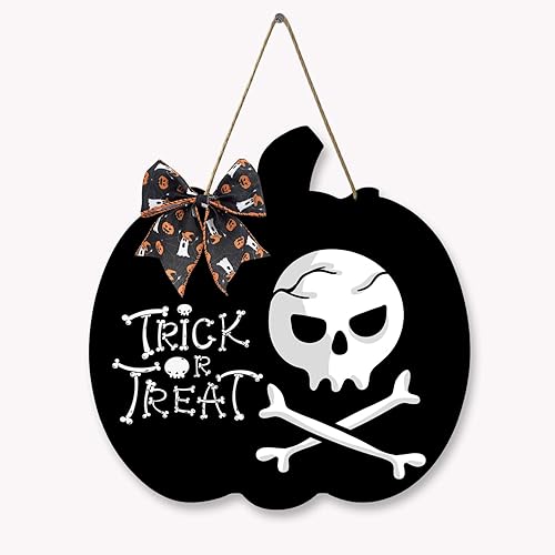 Letrero de puerta de Halloween, decoración de Halloween, divertido letrero de Halloween, gancho de puerta de truco o trato, decoración de fiesta de