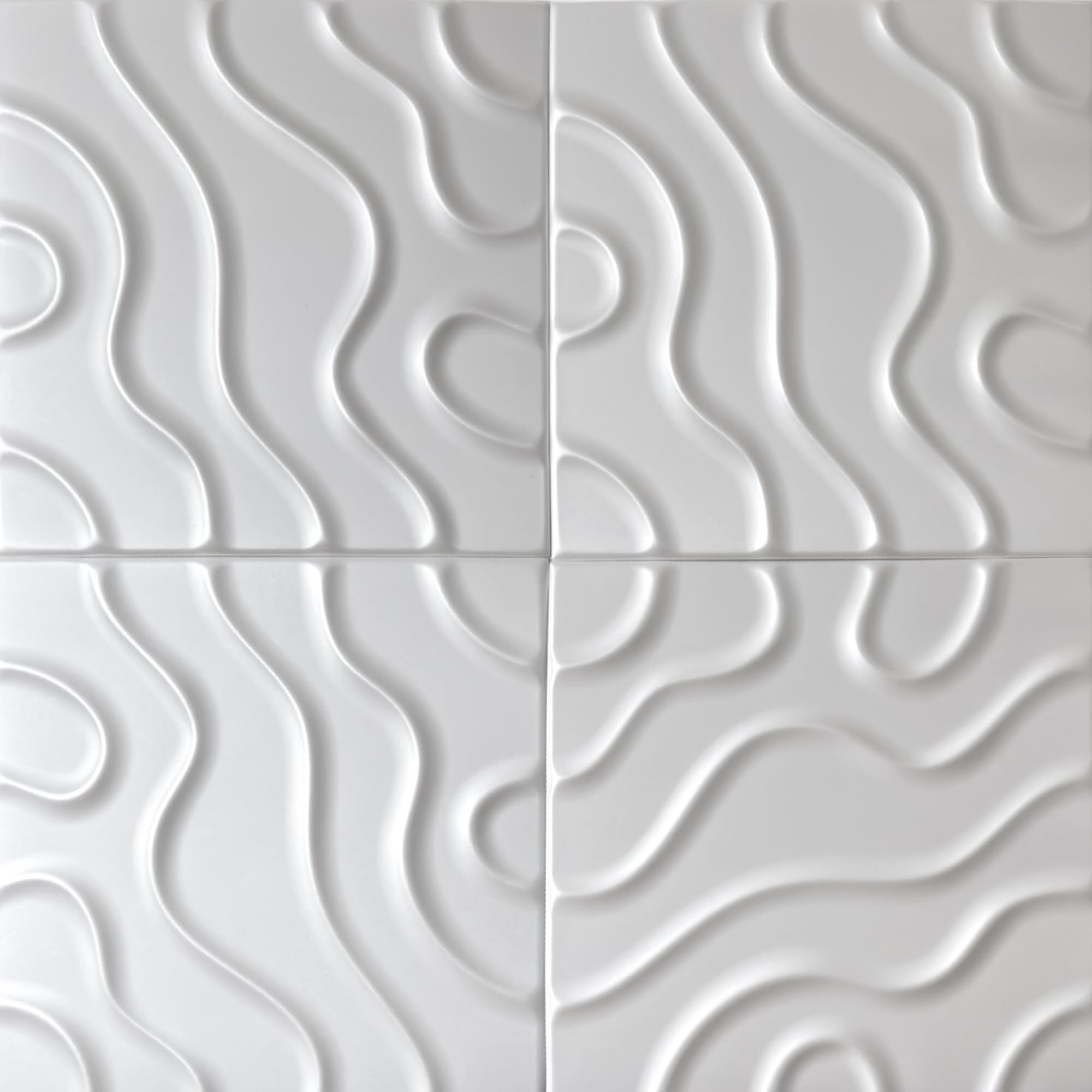 Wall!Supply - 3D Wall Panels – Flow Line White Wall Covering - Lightweight Extruded Polystyrene Foam Wallpaper Alternative - Easy DIY Installation - 12-Pack