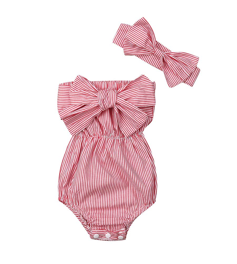 2pc Newborn Baby Girls Clothes Striped Jumpsuit Romper Playsuit