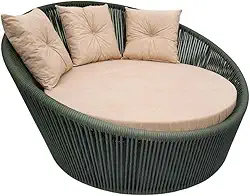 Sofá Redondo Chaise De Corda Náutica em Aluminio