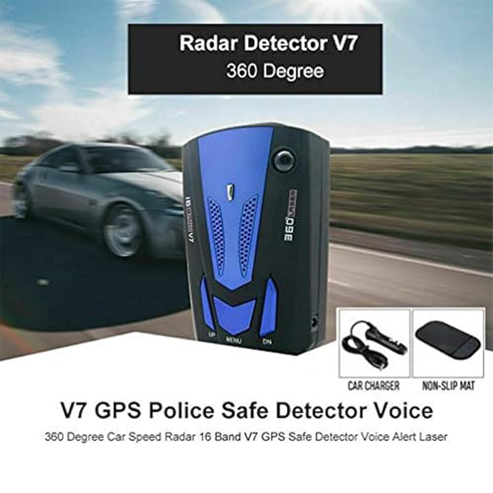 Rilevatore radar per auto TOTMOX GPS V7 a 16 bande, allarme vocale e sistema di allarme velocità a 360 gradi con rilevamento, rilevatore radar per auto