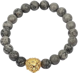 Men Beads Lion Head Bracelet ,Free Size , Multi Color