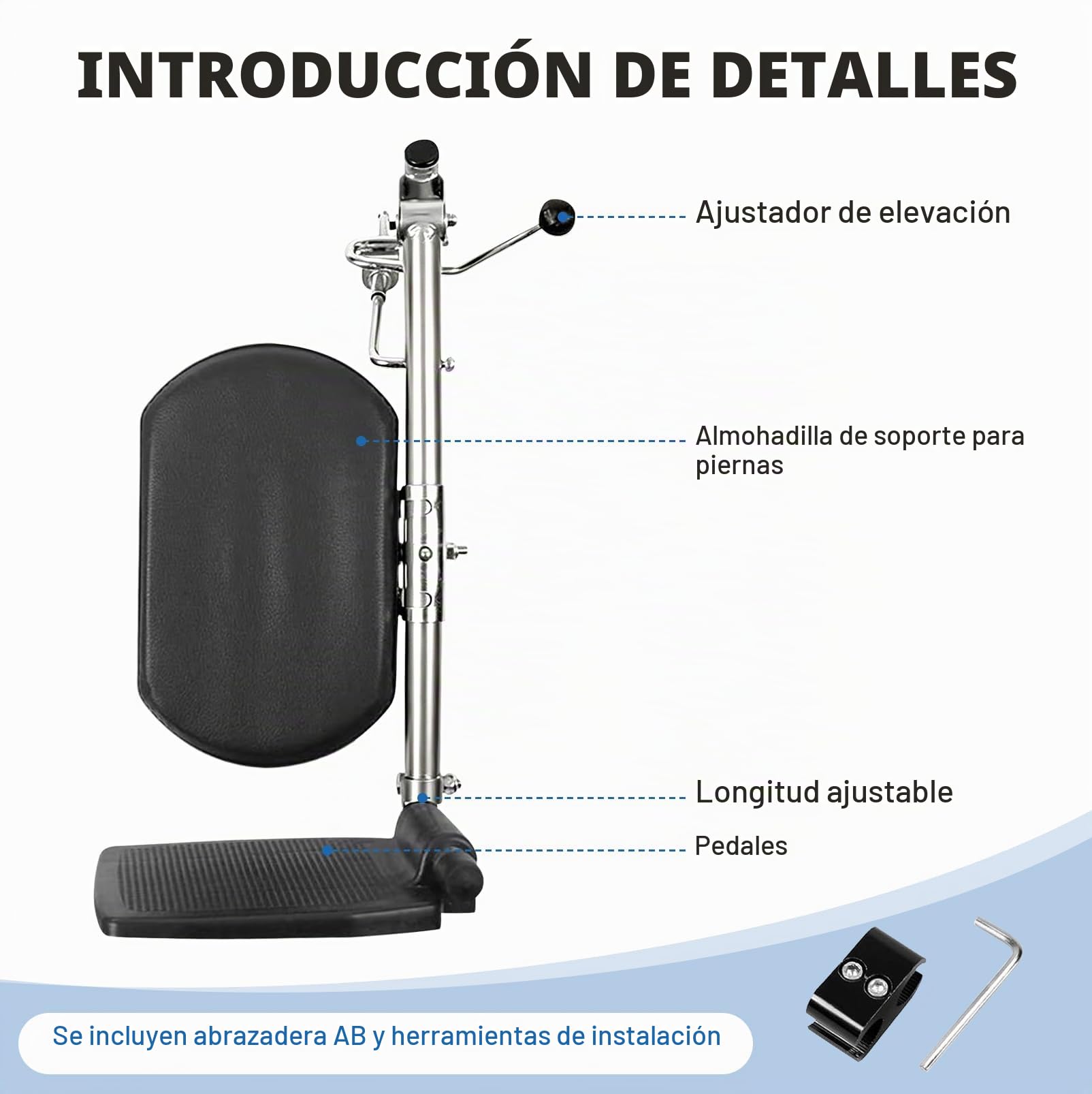 2 Reposapiés para Sillas de Ruedas Ajustables | Ajuste de Ángulo 90° – 180°, Carga de 100 kg, Reposapiés Elevables para sillas de ruedas, Reemplazo Universal