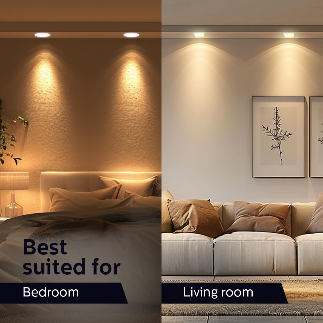 Philips 10W Round AP Plus Ultraglow LED DL | Recessed LED Panel Light for Ceiling | Colour : Natural White, Pack of 6 2