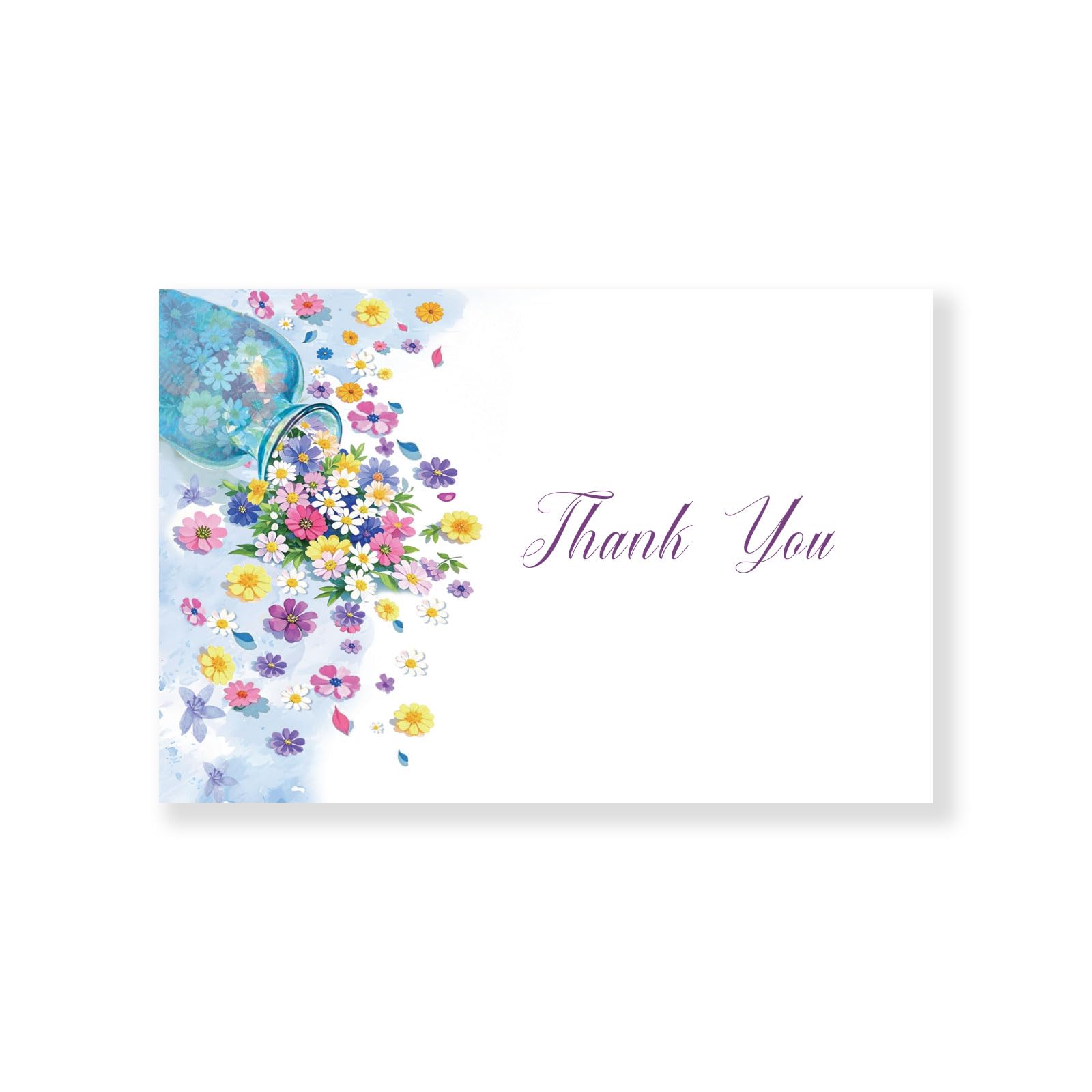 20 elegantes tarjetas de agradecimiento florales aguamarina con sobres, tarjetas de felicitación para todas las ocasiones, notas de agradecimiento con calcomanías de purpurina, 4 x 6 pulgadas.