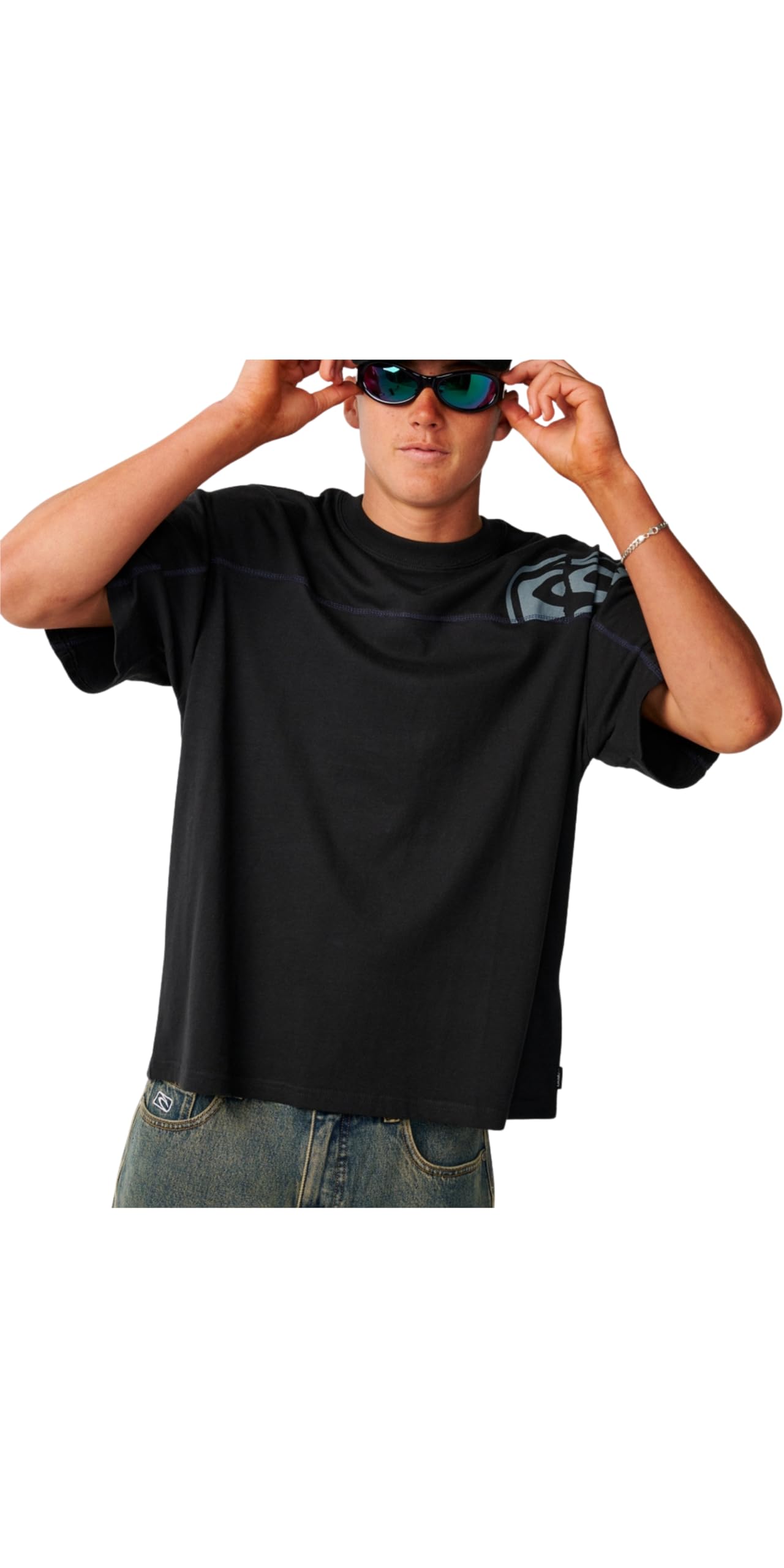 Rip Curl 2026 Uomo Archivi Thrashed Panel T-Shirt 12OMTE - Black