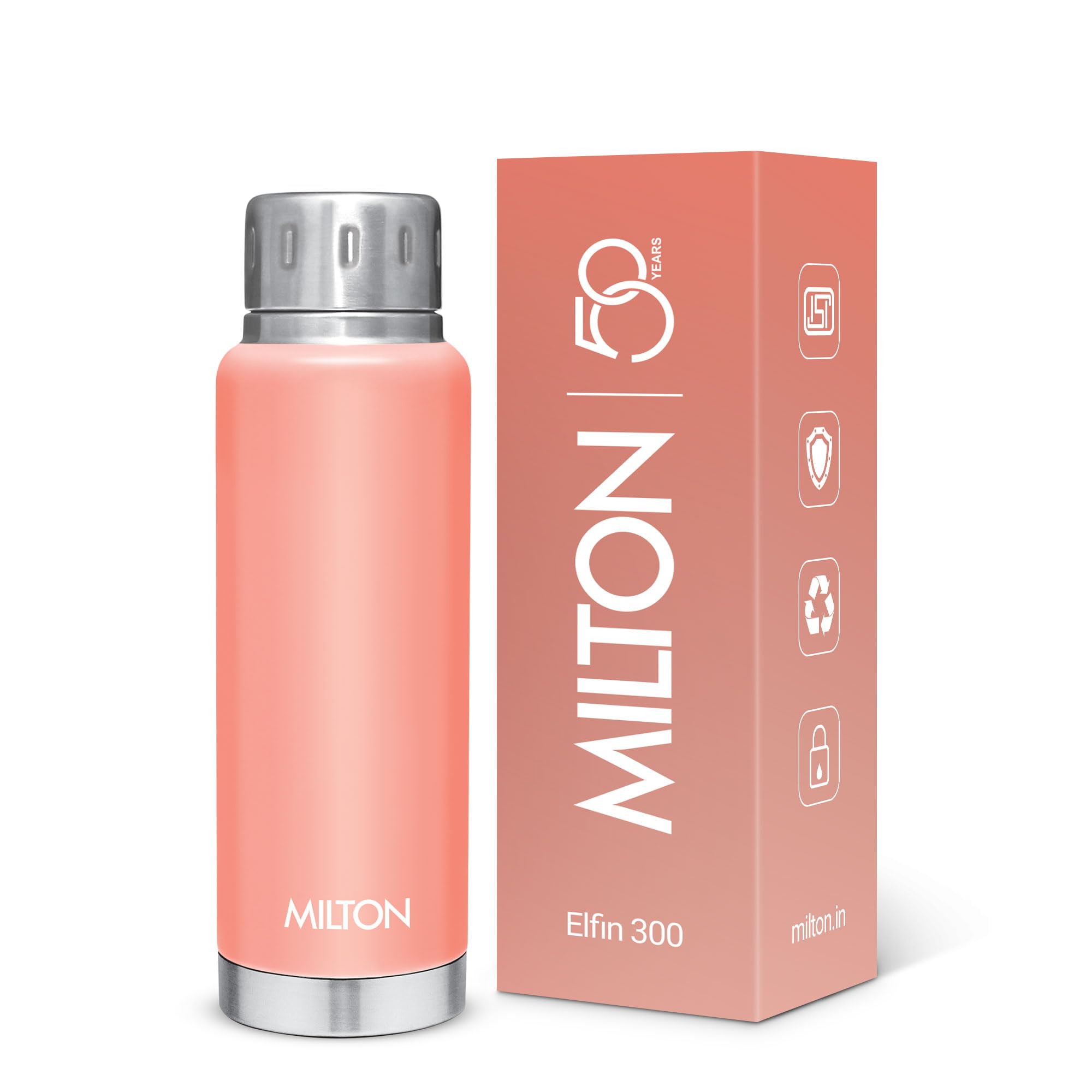 Milton Elfin 300 Thermosteel Water Bottle 300 ml, 24 Hr Hot and Cold I Leak Proof Lid, ISI Certified I Vacuum Insulated I for Office, Gym, School I Peach-image-37