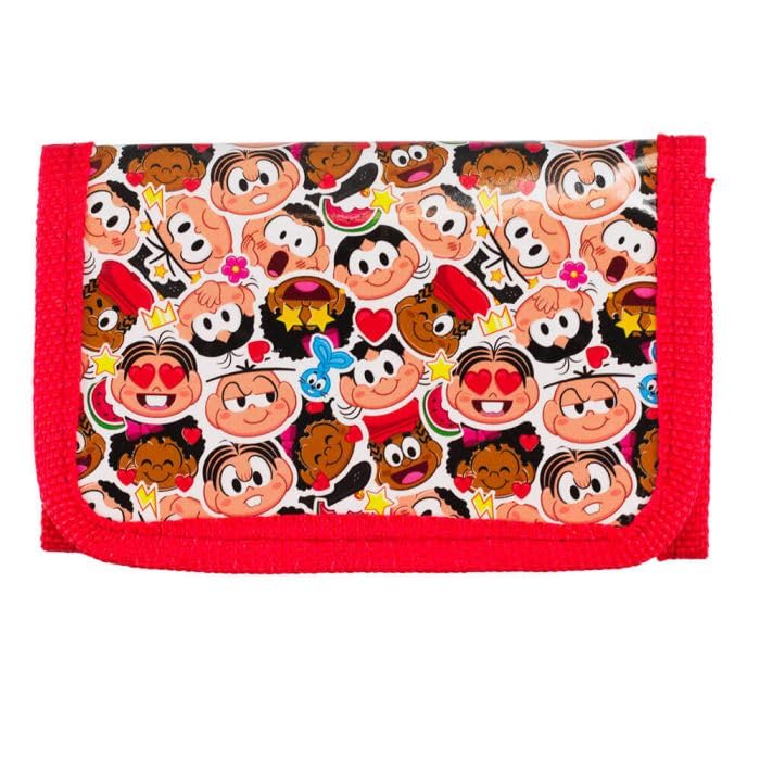 Carteira Infantil Para Crianças Vermelha Personagens 8x2x12cm - Turma Da Mônica