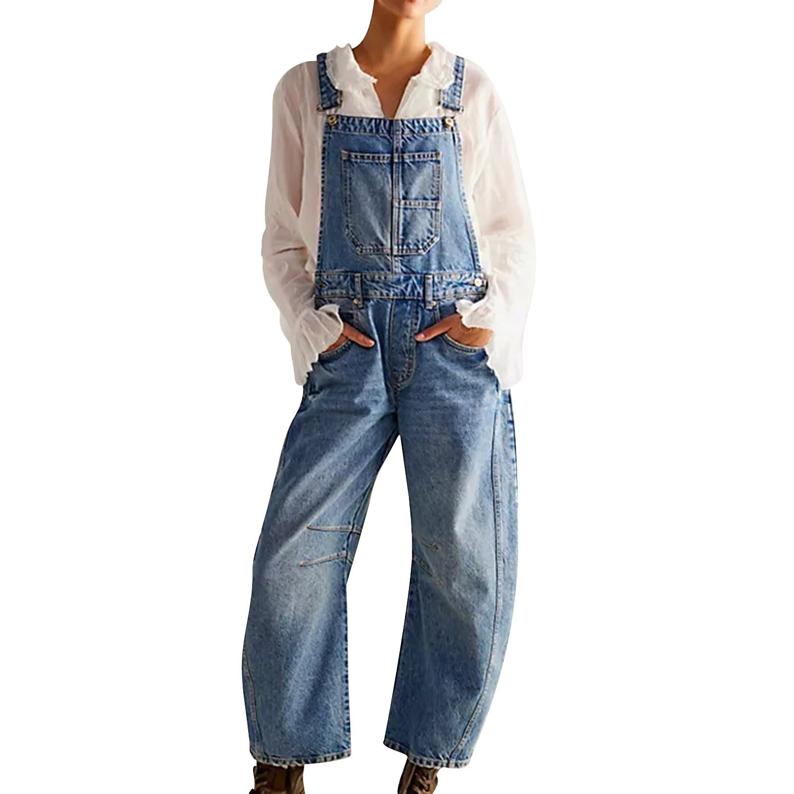 Dames Denim Jumpsuit Y2K Streetwear Jeans Bodysuit Met Zakken Winterkleding Uit Één Stuk Van 40,14 € | DHgate
