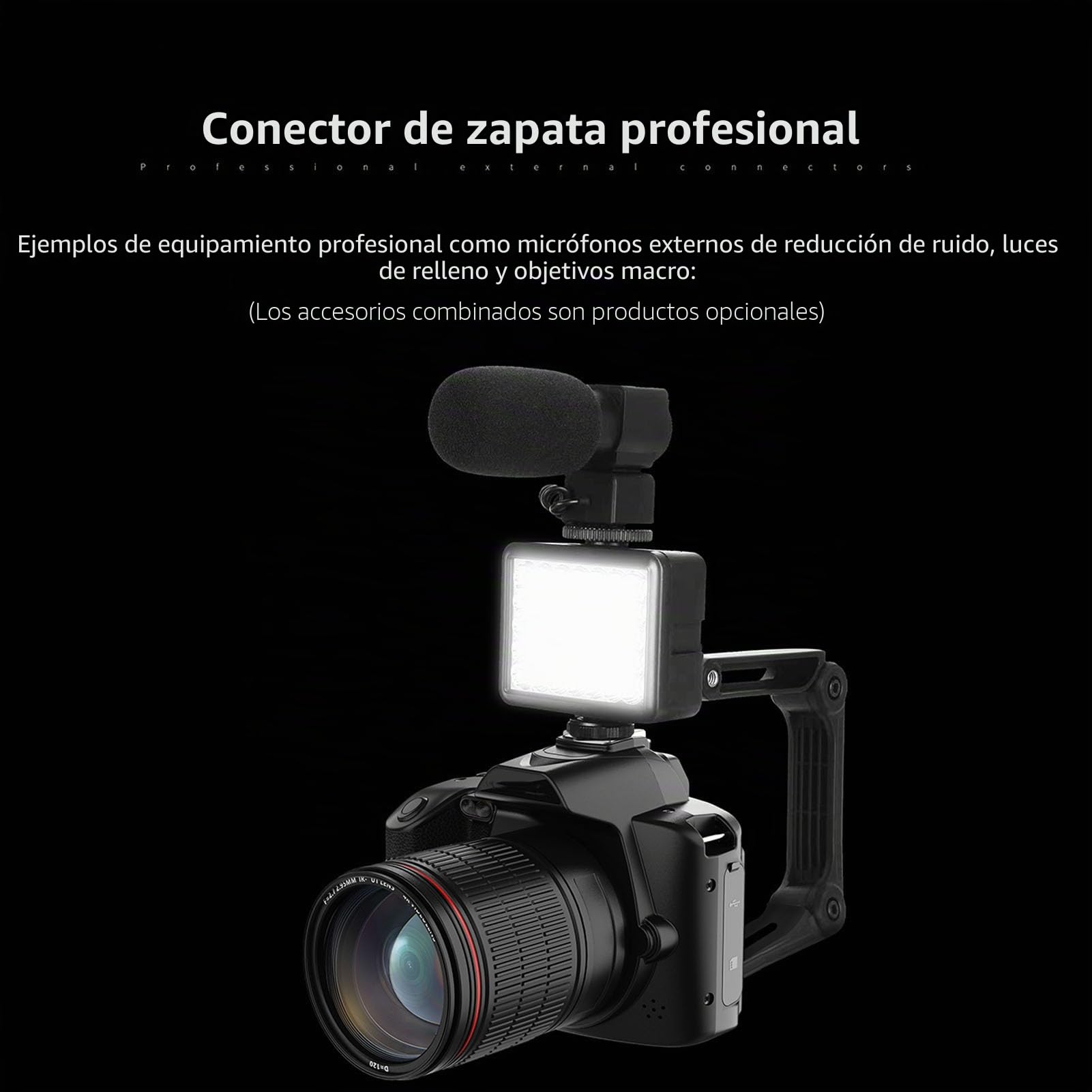 Cámara Digital 4K, Cámara Vlogging WiFi de 64MP para Youtube con Cámara Dual, Visión Nocturna, Zoom Digital 16X, Lente Gran Angular de 120 Grados