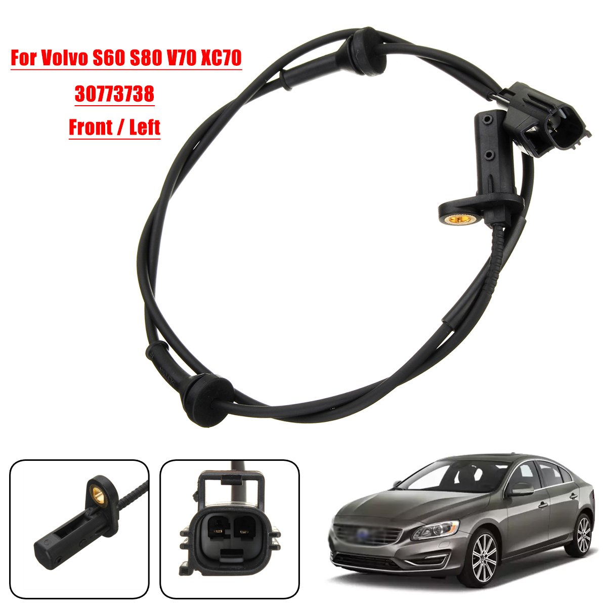 Sensore ABS Auto, per Volvo S60 2000-2010 / S80 1998-2006 / V70 2000-2007, sensore ABS velocità Ruota Anteriore Sinistra Auto