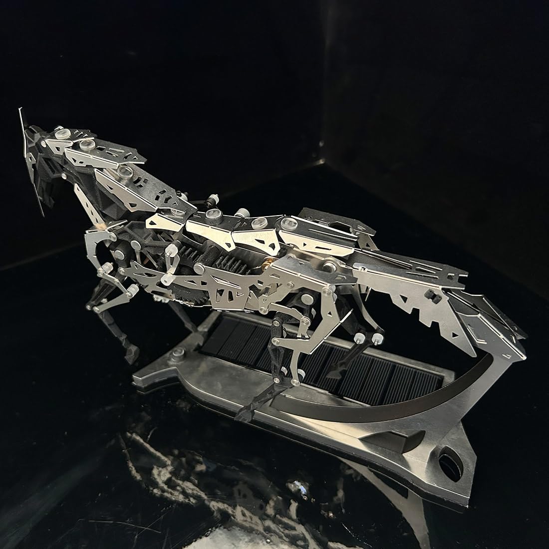 165 pièces - Cheval mécanique 3D en métal à énergie solaire - Modèle de puzzle avec engrenage mobile - Sculpture industrielle - Décoration de bureau - Pour amateurs de modélisme STEM - Adultes
