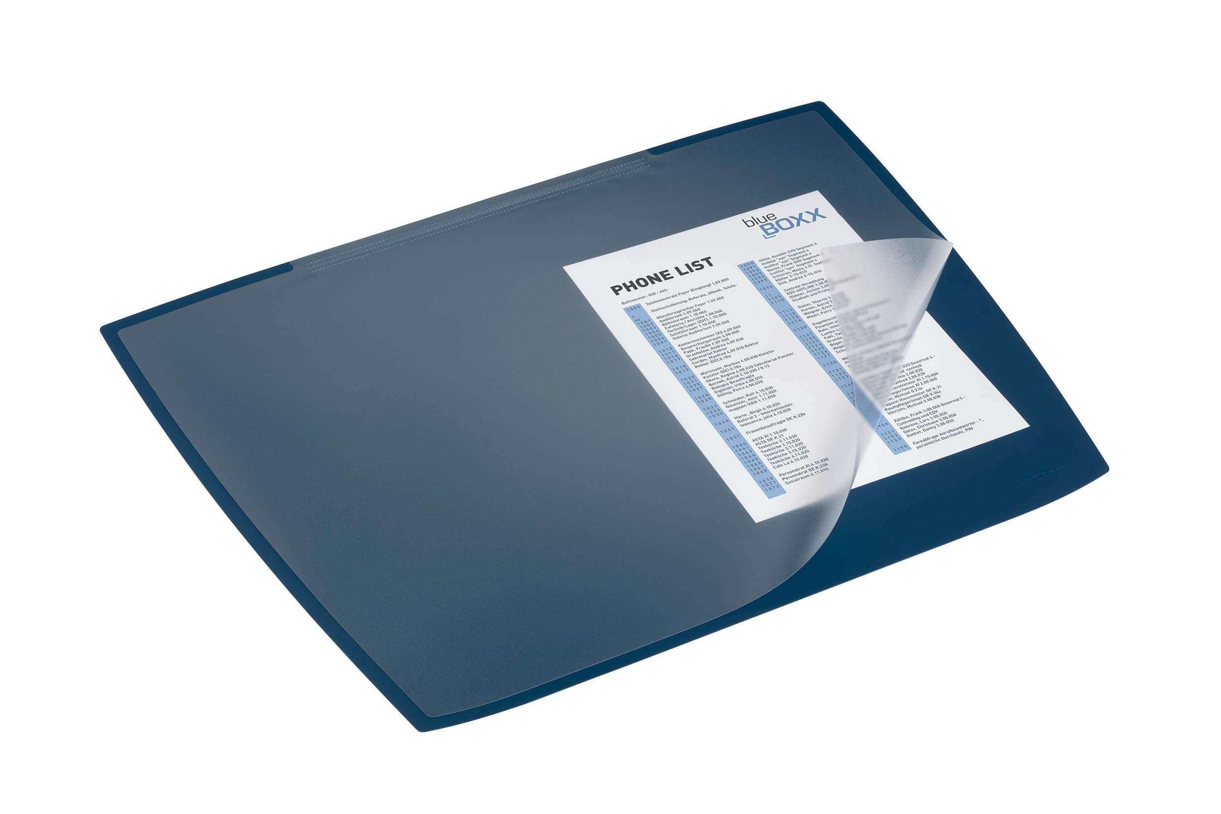 Durable Sottomano scrivania Artwork in PP con copertina trasparente, tappetino scrivania antiriflesso, antiscivolo, 590x470 mm, blu, 722107