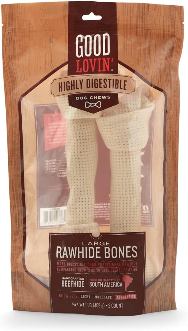 Good Lovin' Highly Digestible Rawhide Bones for Dogs 16 oz. Count of 2