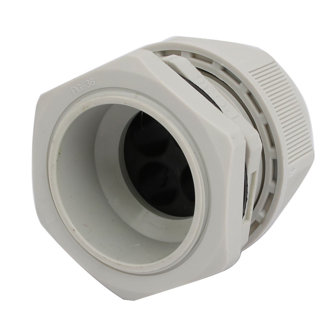 Aexit PG36 12mm Transmission Dia Nylon 4 Holes Adjustable Cables Gland Connector Gray