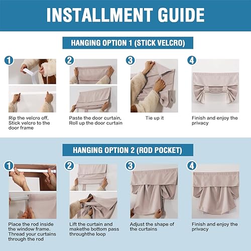 Miniatura 2 de H.VERSAILTEX Cortina de puerta francesa, cubierta de ventana para privacidad de puertas, persiana de amarre para cortina de ventana delantera,