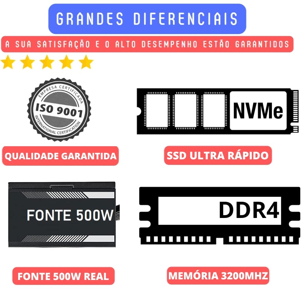 Computador Skill Pro Intel 12ª Geração Core i3 12100F 16GB DDR4