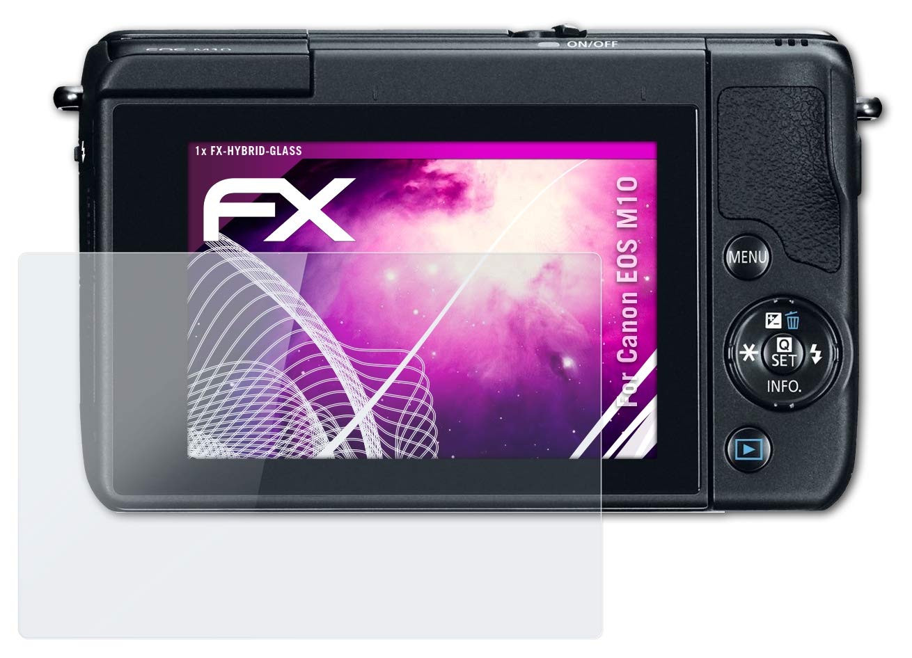 atFoliX Plastic Glass Protective Film compatible with Canon EOS M10 Glass Protector, 9H Hybrid-Glass FX Glass Screen Protector of plastic