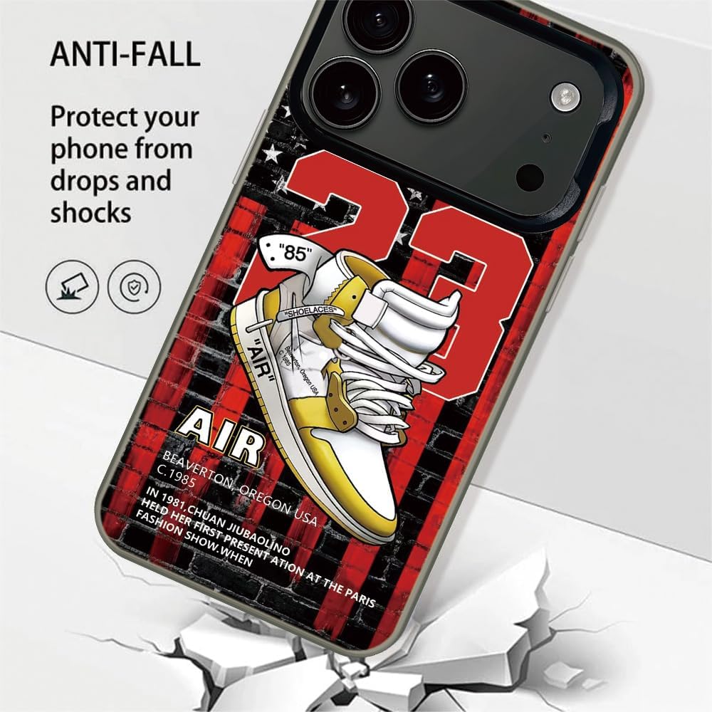 Sports Shoes & Snake Case Compatible with iPhone 17 Pro Max Case for Boys, Aesthetic Brand Sneakers Cool Off Sign White Pattern Non-Slip Protective Phone Cover - Image 3