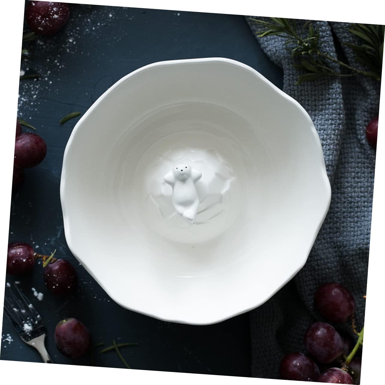 Cabilock Cute Bear Ceramic Serving Bowl for Salad Soup and Dessert Cartoon Design Kitchen Tableware for Home and Parties