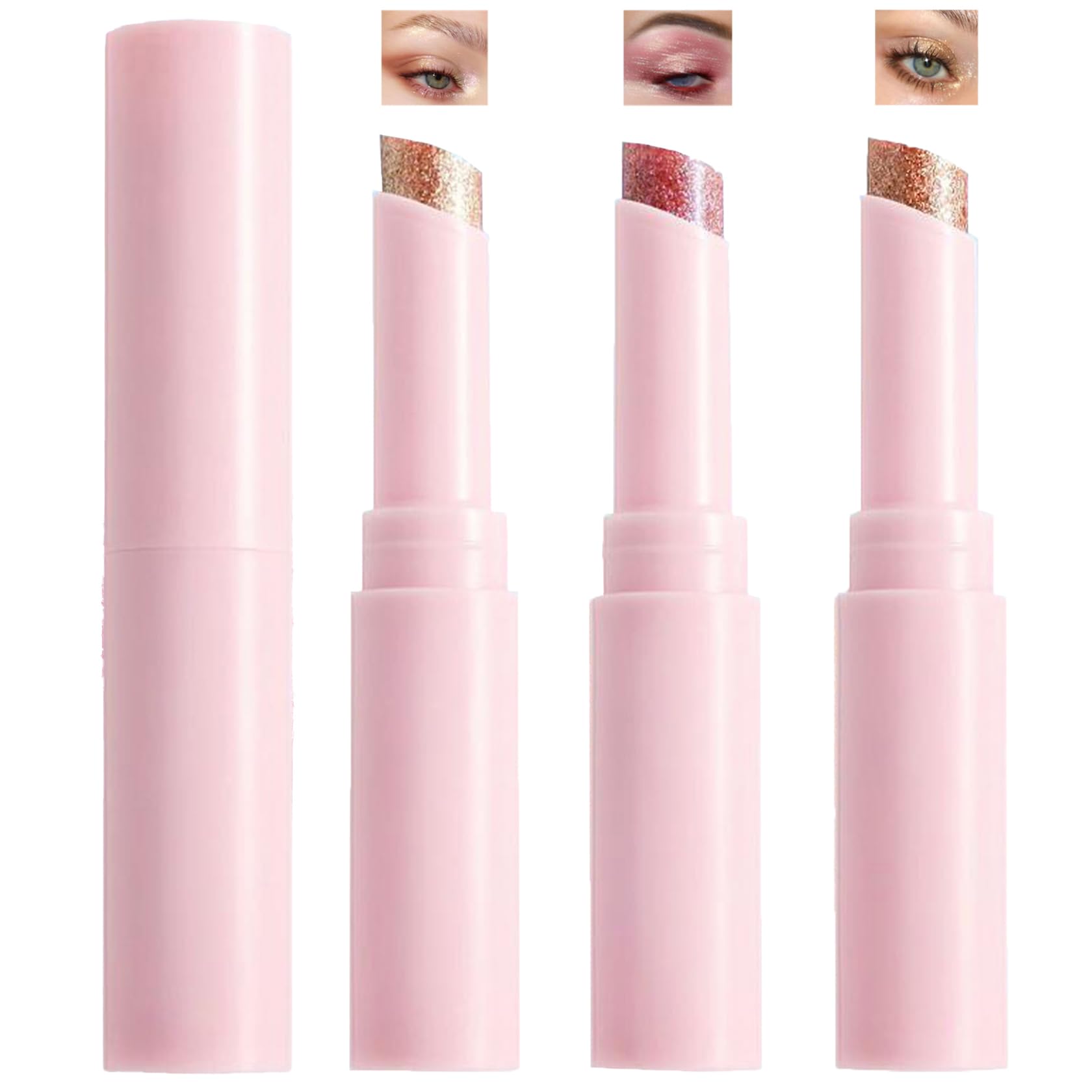 3PCS Multi-Use Highlighter Makeup Pencil, Jelly Glitter Eyeshadow Stick Set