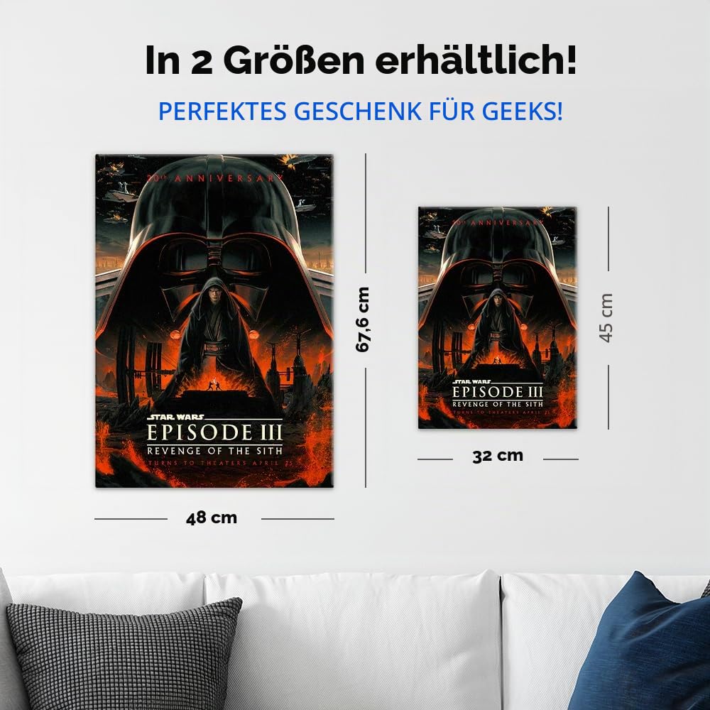 Displate Metallposter Star Wars – Die Rache der Sith 20. Jubiläum – Episode III Saga Galaxis – Sammlergeschenk – Premium Wanddekoration Wandkunst Deko Film Poster – 32 cm x 45 cm