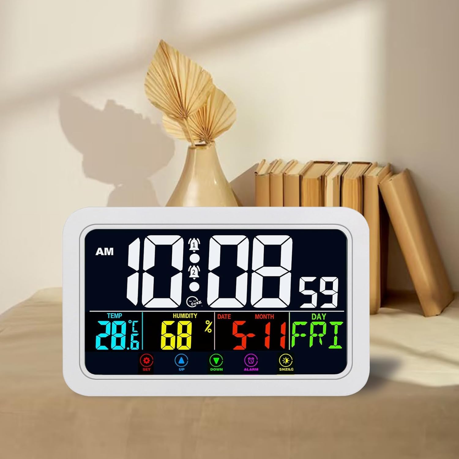 Creative Touch Control Bedroom Alarm Clock Large Clearly Digital Display with Music Function and Colorful LED