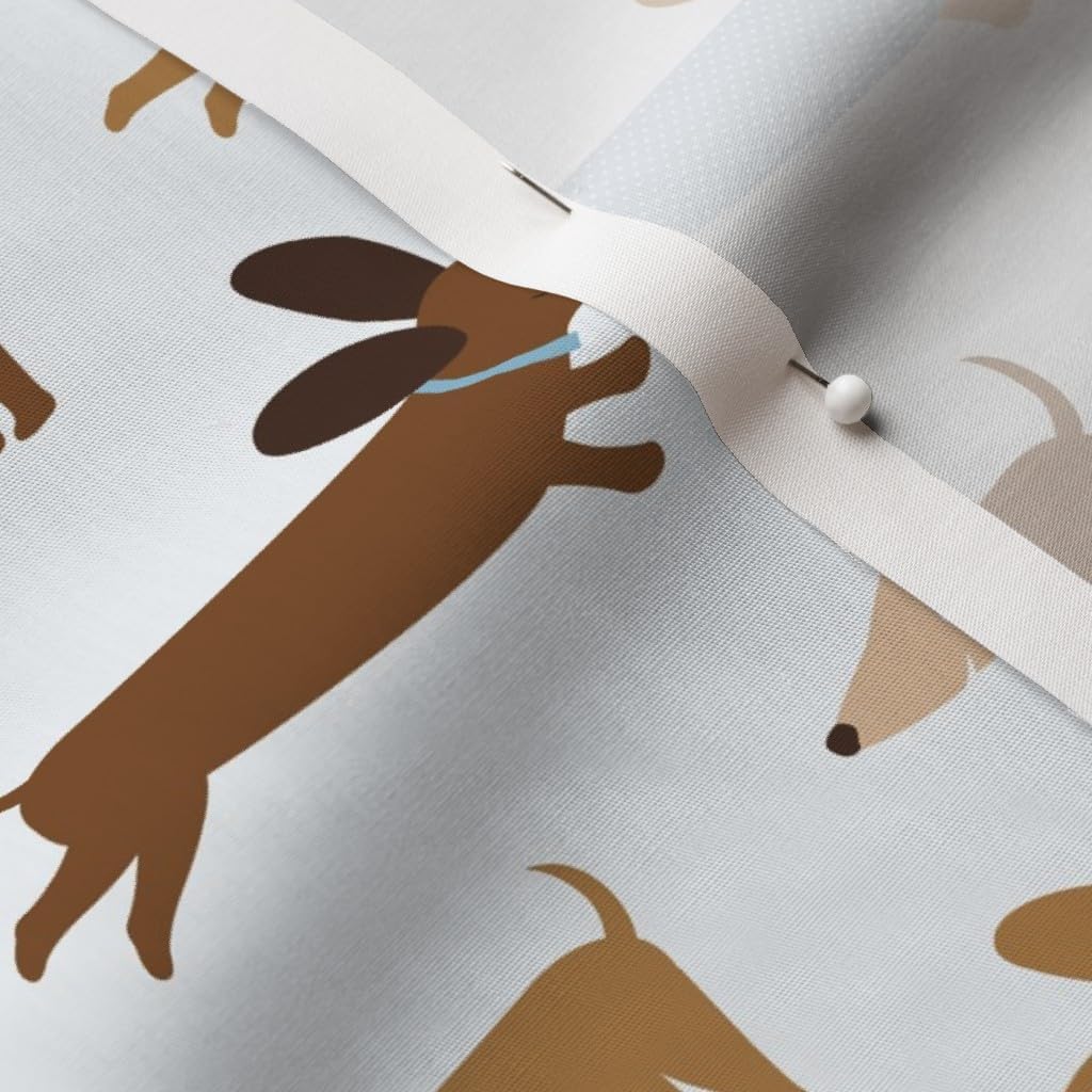 Spoonflower Fabric - Dachshund Blue Dogs Pet Animal Happy Weiner Cute Kids Room Printed on Cotton Poplin Fabric by The Yard - Sewing Shirting Quilting Dresses Apparel Crafts