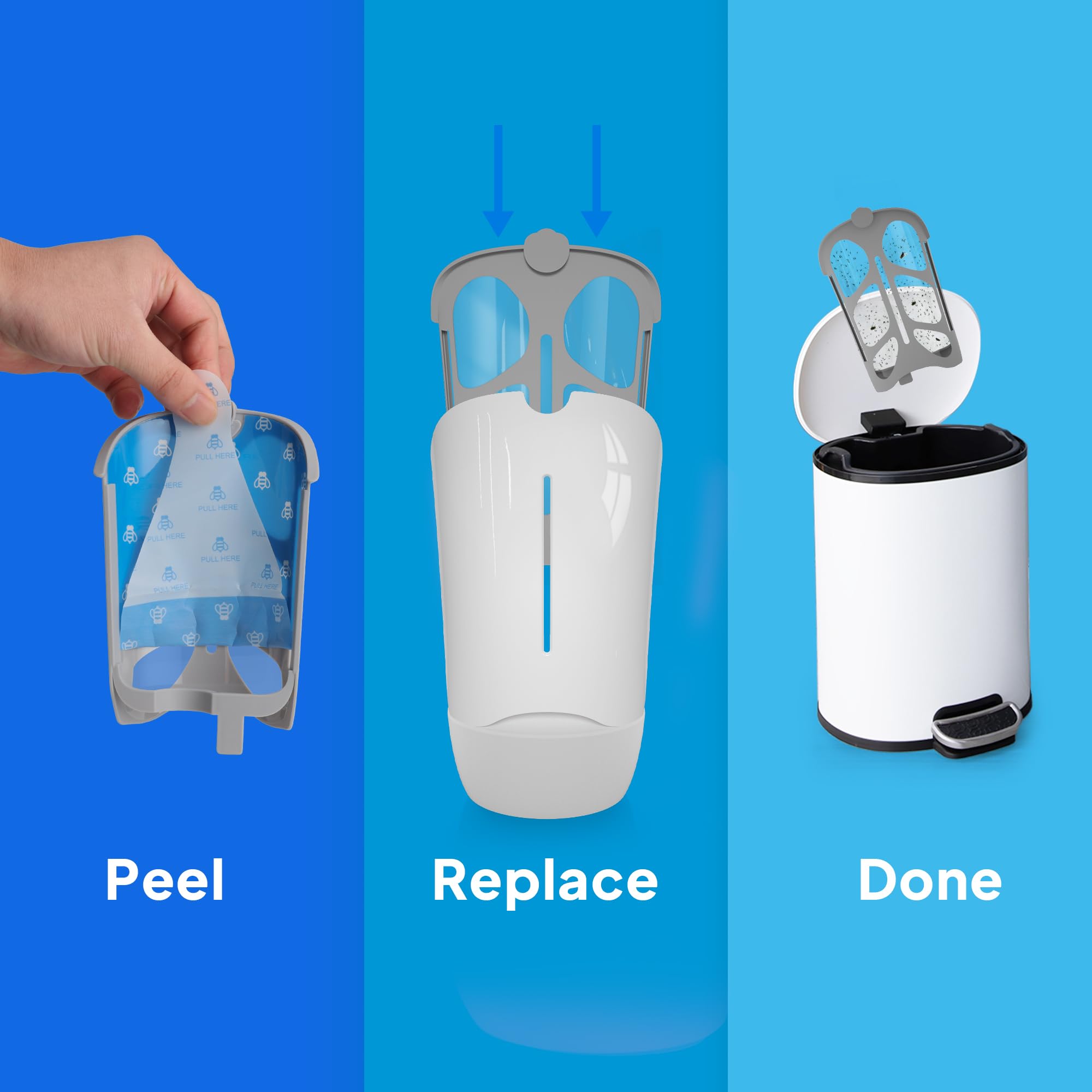 SHAPON Trampa para insectos voladores para uso en interiores, atrapamoscas de frutas con luz UV, trampa para moscas segura para uso doméstico con recambios (2 bases enchufables + 8 cartuchos)