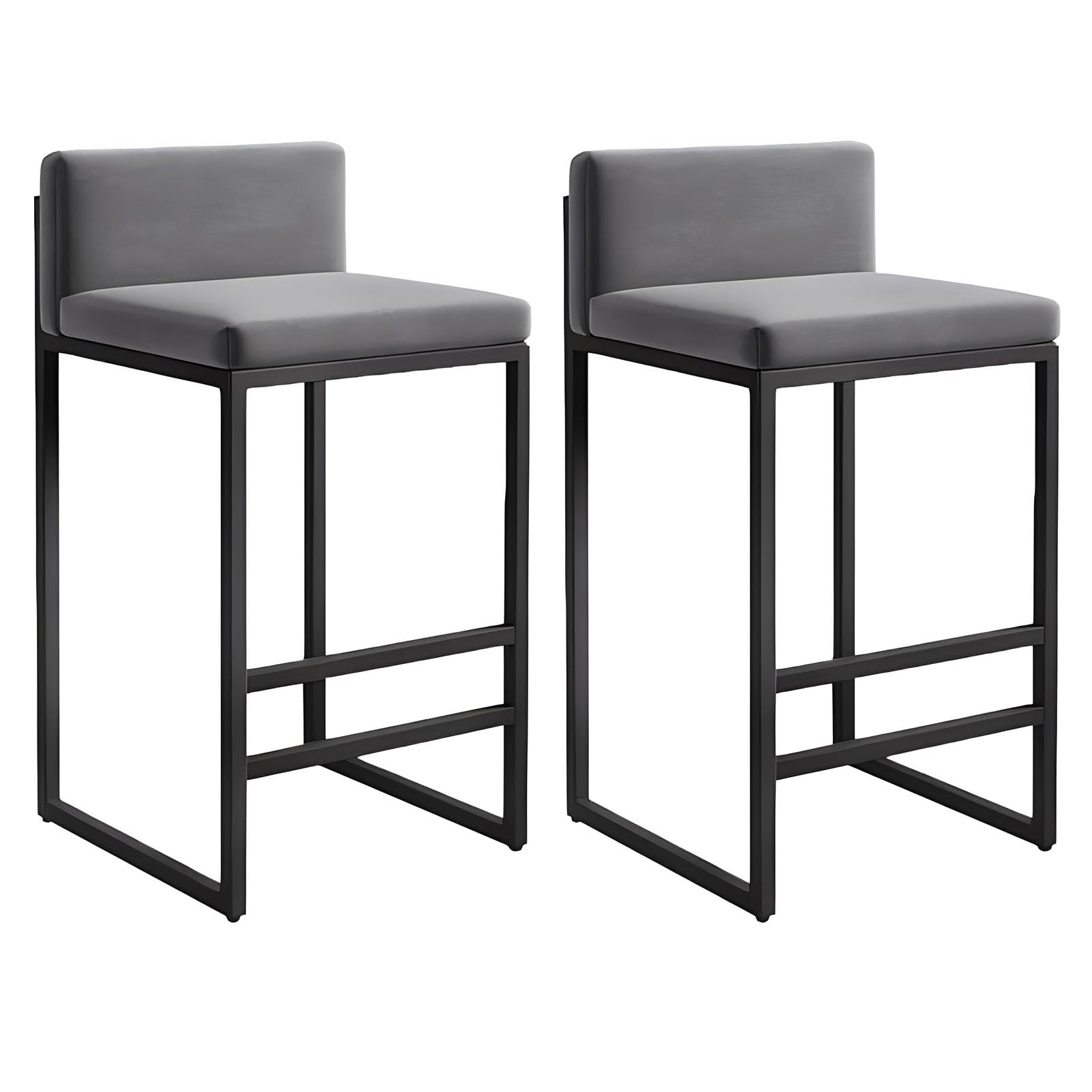 Tabourets de bar de cuisine ergonomiques avec piétement robuste en fer forgé lot de 2 noir