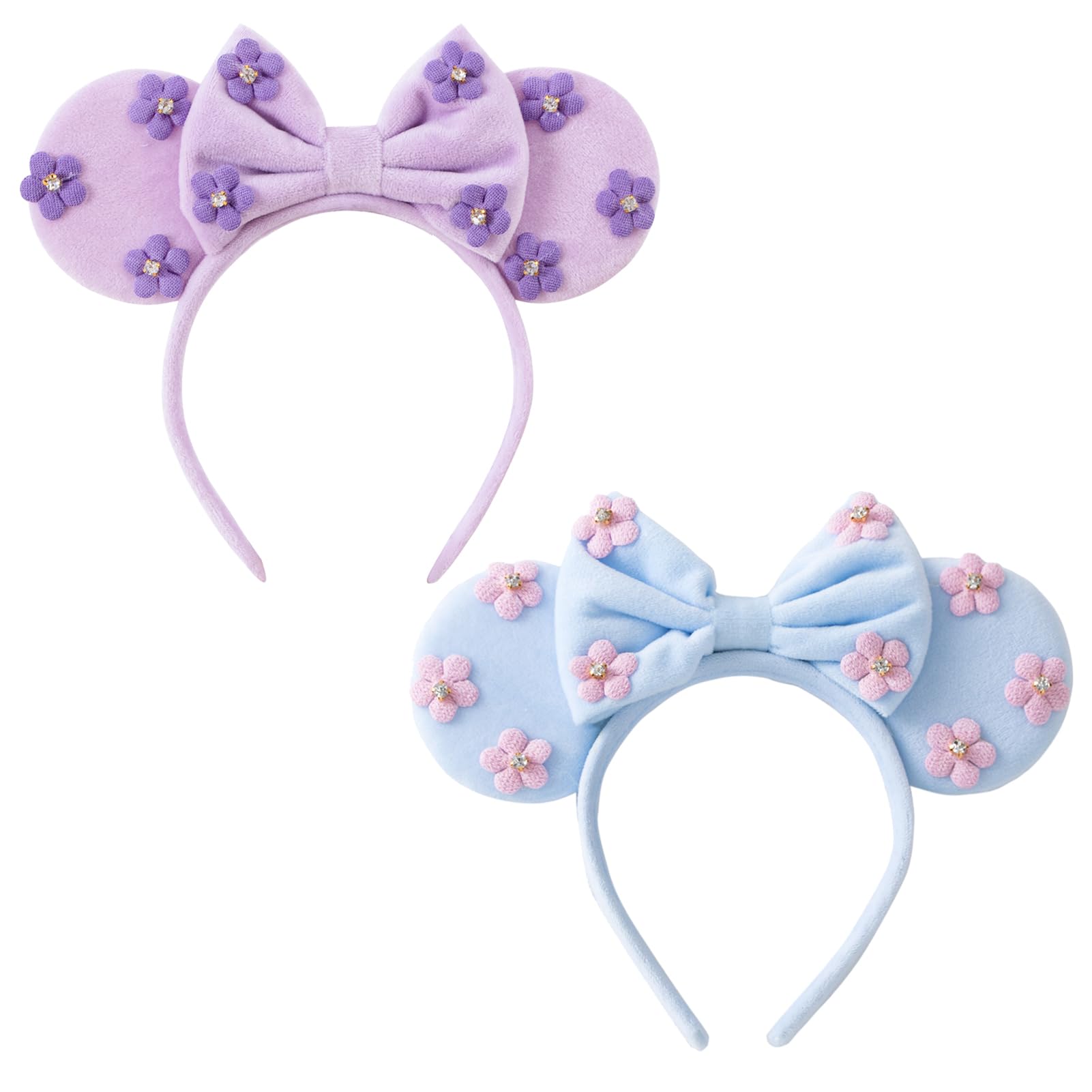 KARETT Sequins Mouse Ears Headband With Glitter Bow Princess Party Decorations For Girls Women