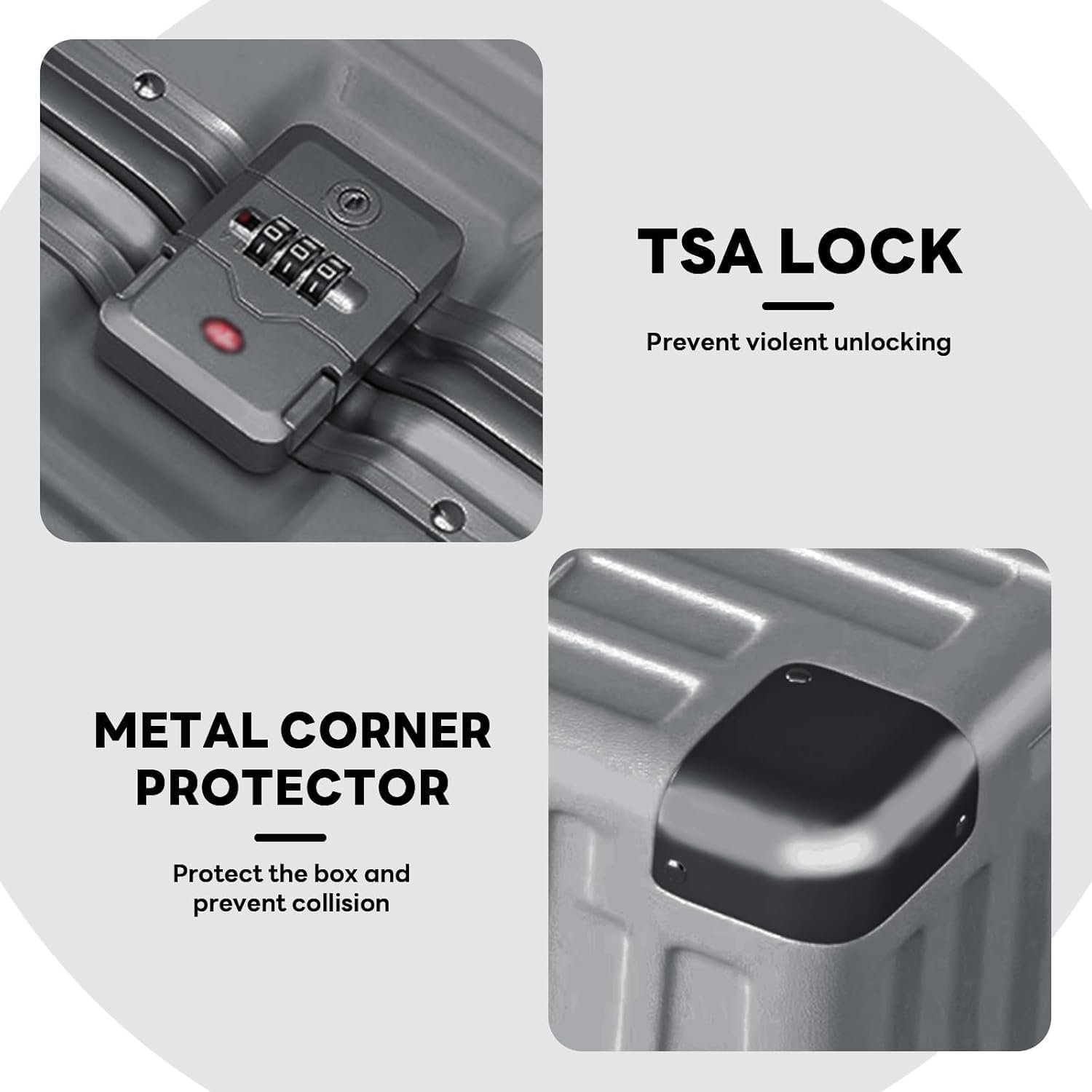 Hard Shell Carry-On Luggage, Lightweight Hardside Suitcase with 4-Wheel Spinner, USB Charging Port Cup Holder, TSA Lock, No Zipper (gray, 20inch)