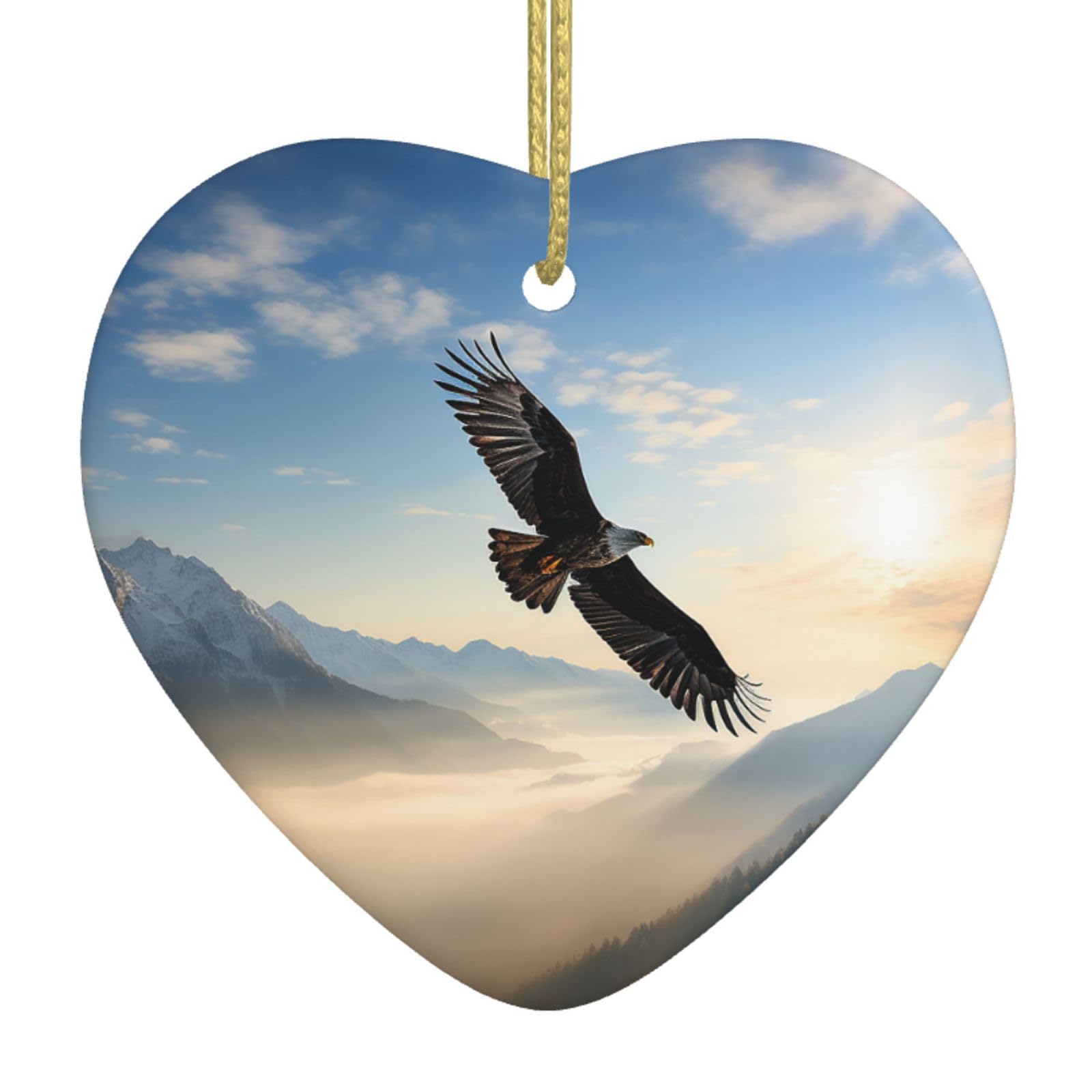 Fodpand Women's White Eagle Mountains Christmas Ornaments 2025, Gift Exchange For Men, Collectible Ceramic Ornament Heart Hanging Ornaments For Christmas Tree Decoration