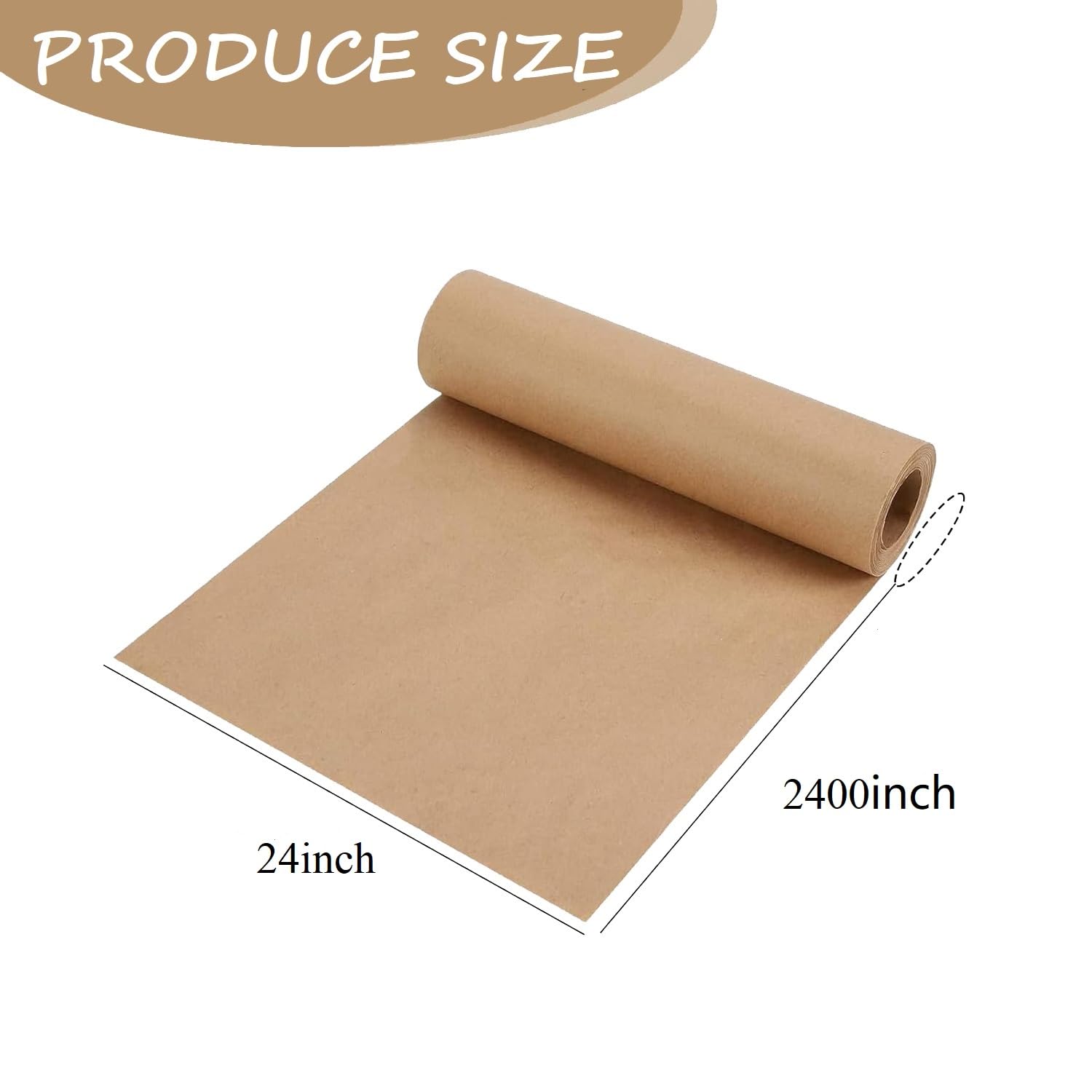 Braune Geschenkpapierrolle, 61 x 6096 cm, Bastelverpackungspapier für Umzug, Geschenkpapier, Pinnwand, Kraftpapier für Tischabdeckung, Posterpapier