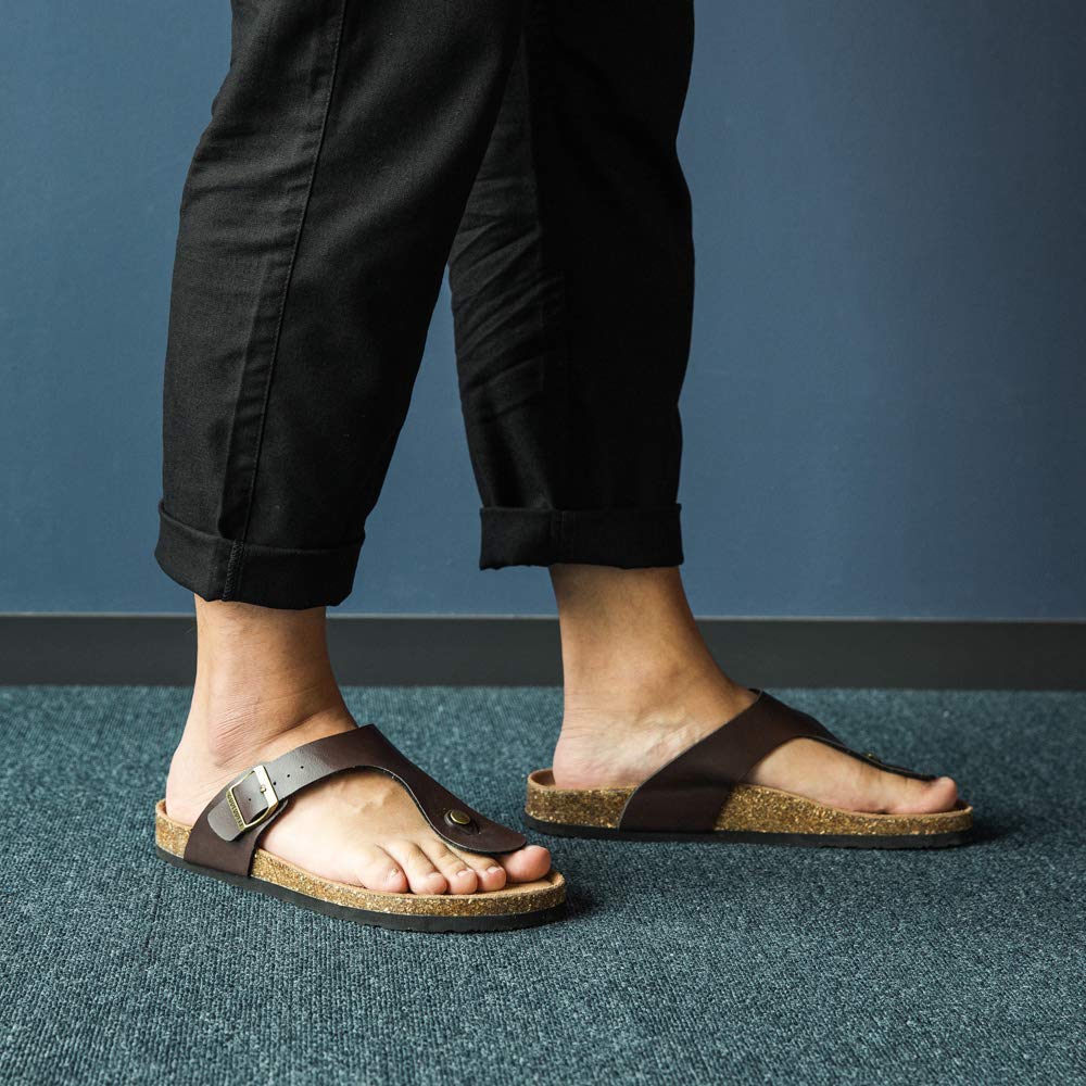 Hitmars Ciabatte Uomo Sandali Estate Basse Infradito da Spiaggia All'Aperto da Acqua Mare Regolabile Fibbia Punta Aperta Regolabile Nero Blu Marrone Cachi EU39-EU47