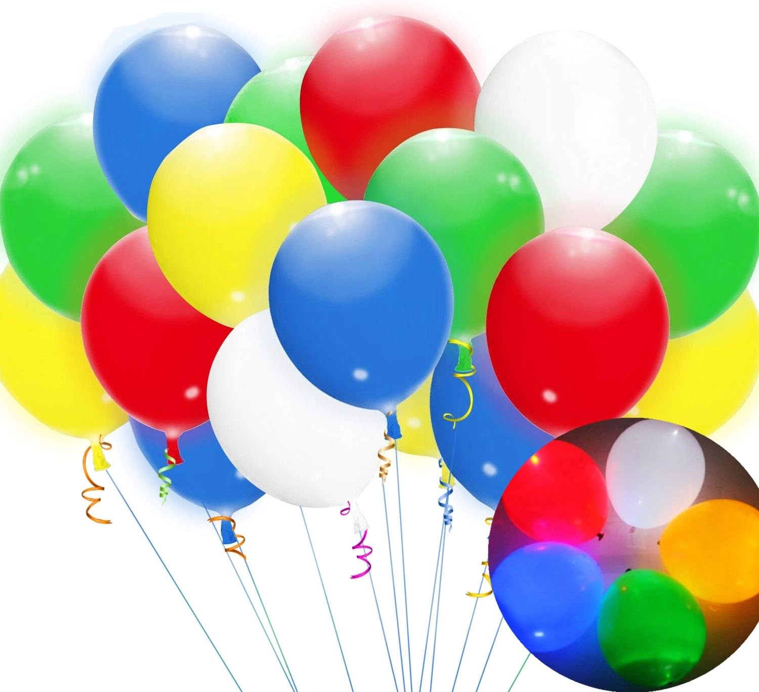 40pcs Glow Party Balloons by ALUMNE LED Flashing Balloons Lights Lasts 12-24 Hours for Birthdays Party Decorations, Fillable with Helium & Air