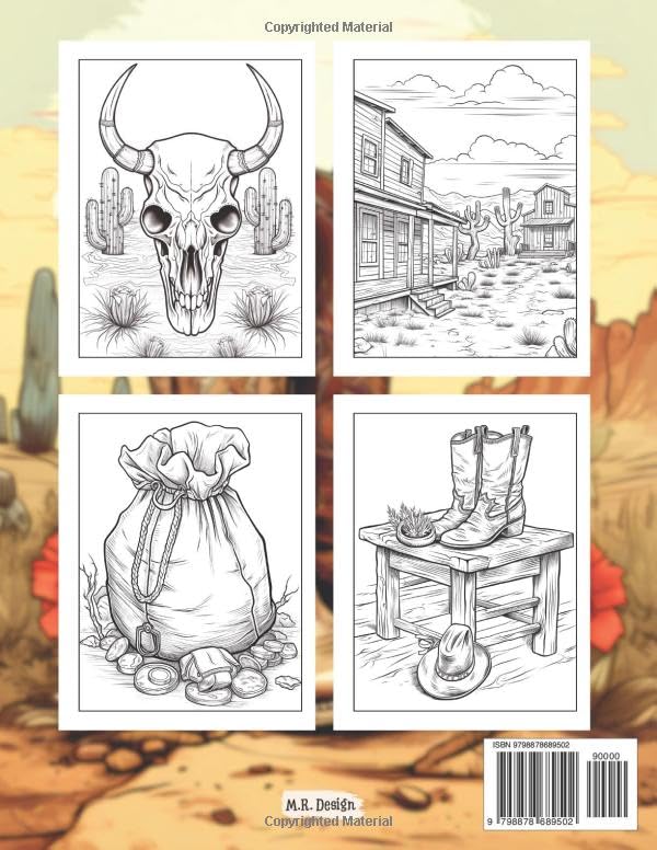 Wild West Coloring Book For Adults: 20 Western Themed Designs for Relaxation and Stress Relief - Image 2