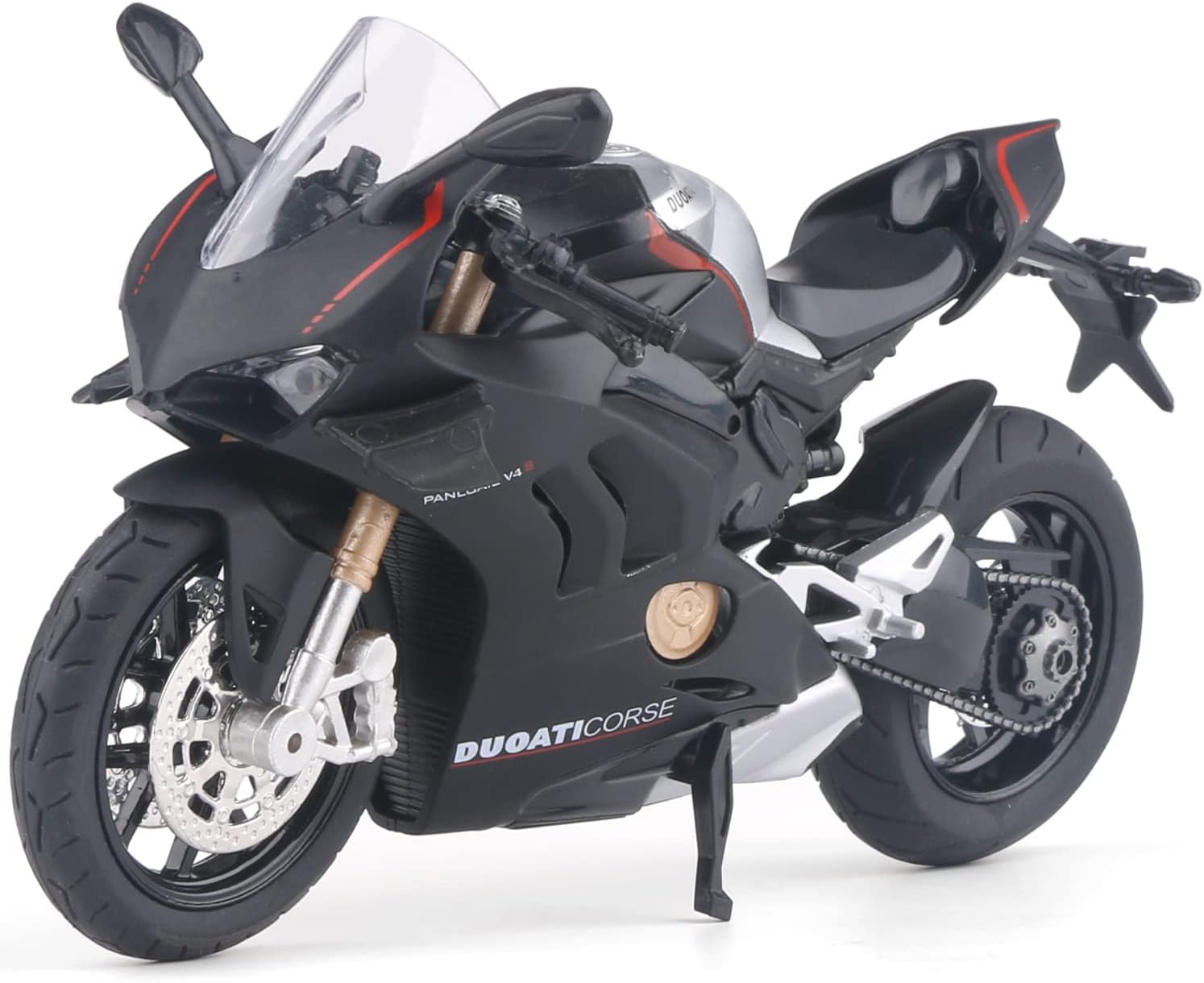 COOLPUR Die Cast Motorcycle Model for Ducati V4, Realistic Motorcycle Model, 1:12 Scale Kids Moto Toy or Collection, Boyfriend,Young Peoples Gift(Black)