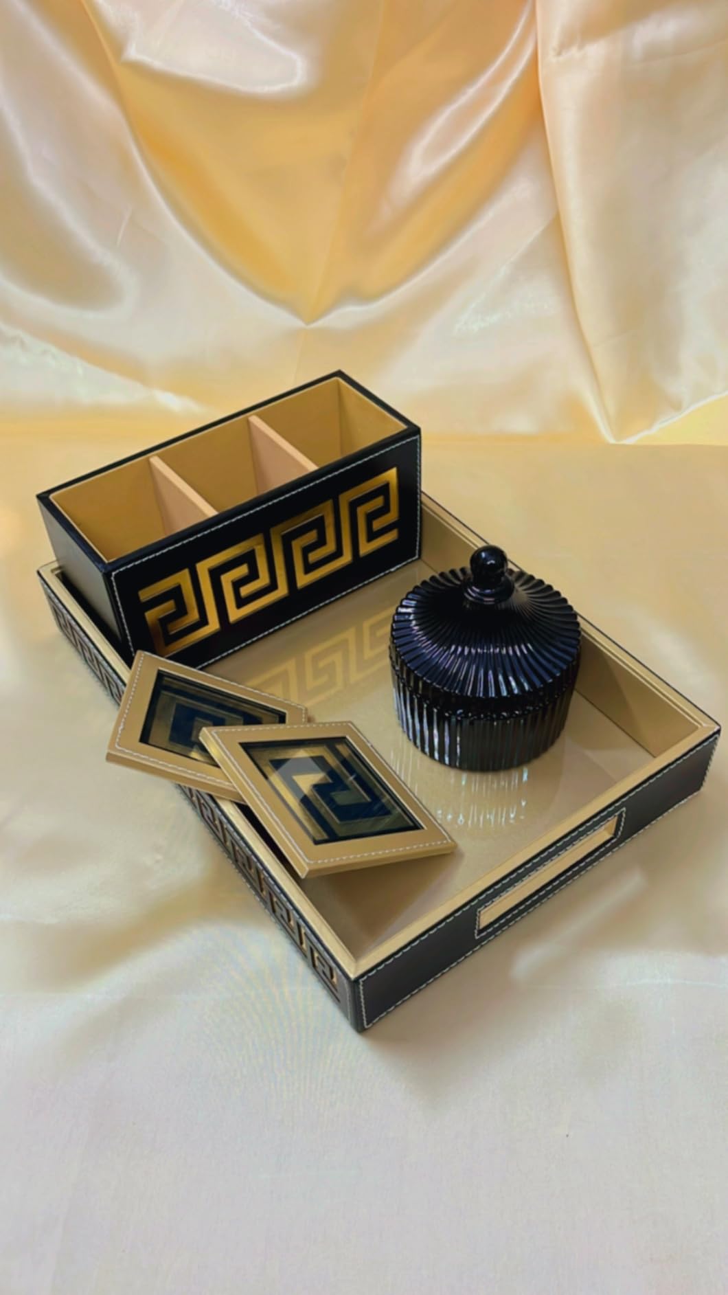 NEWPINCH Leatherette Multipurpose Use Bedside Table Tray Set/Serving ...