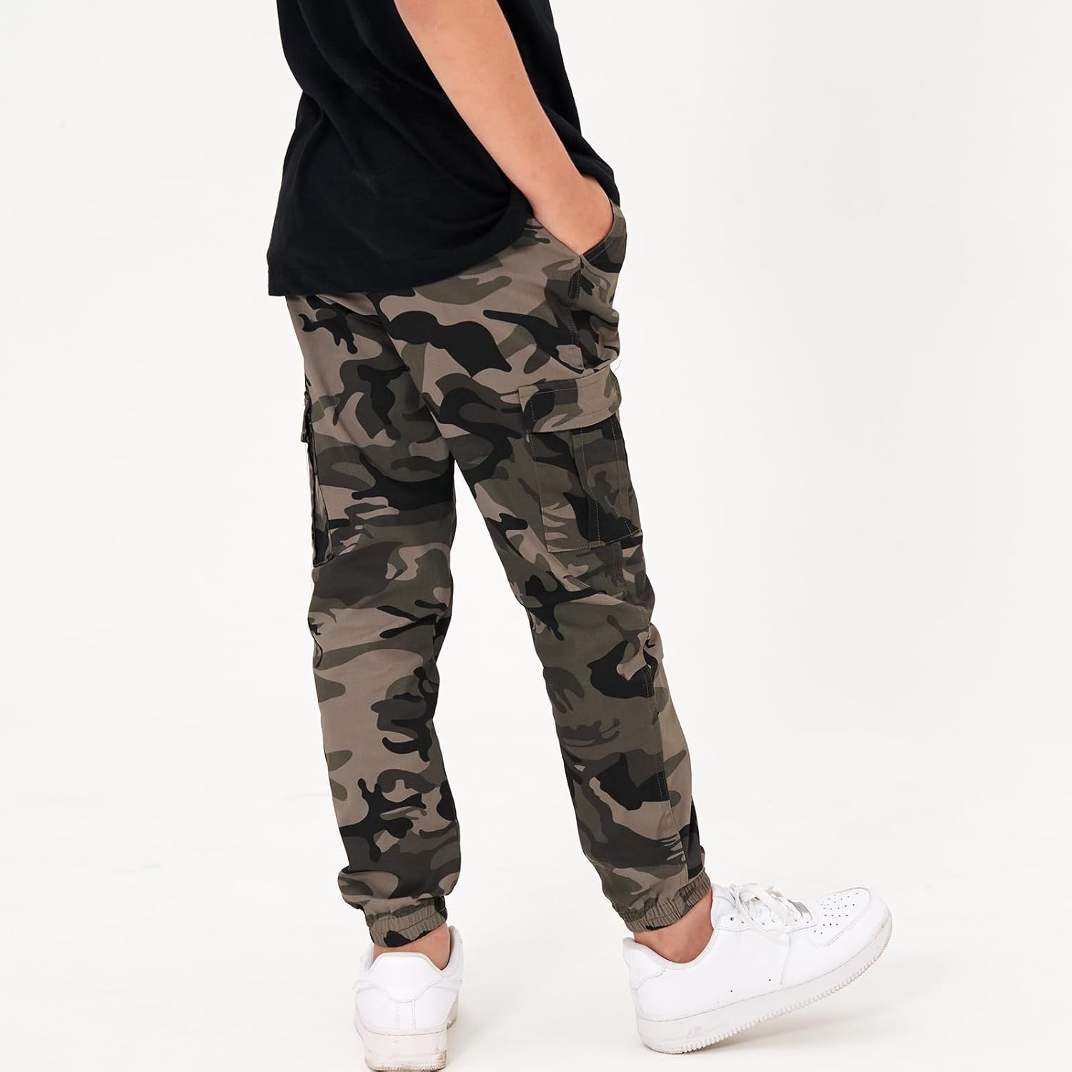 Rolanko Boys' Cargo Pants Casual Kids Joggers Elastic Waist Outdoor Hiking Baggy Trousers 4-14 Years - Image 6