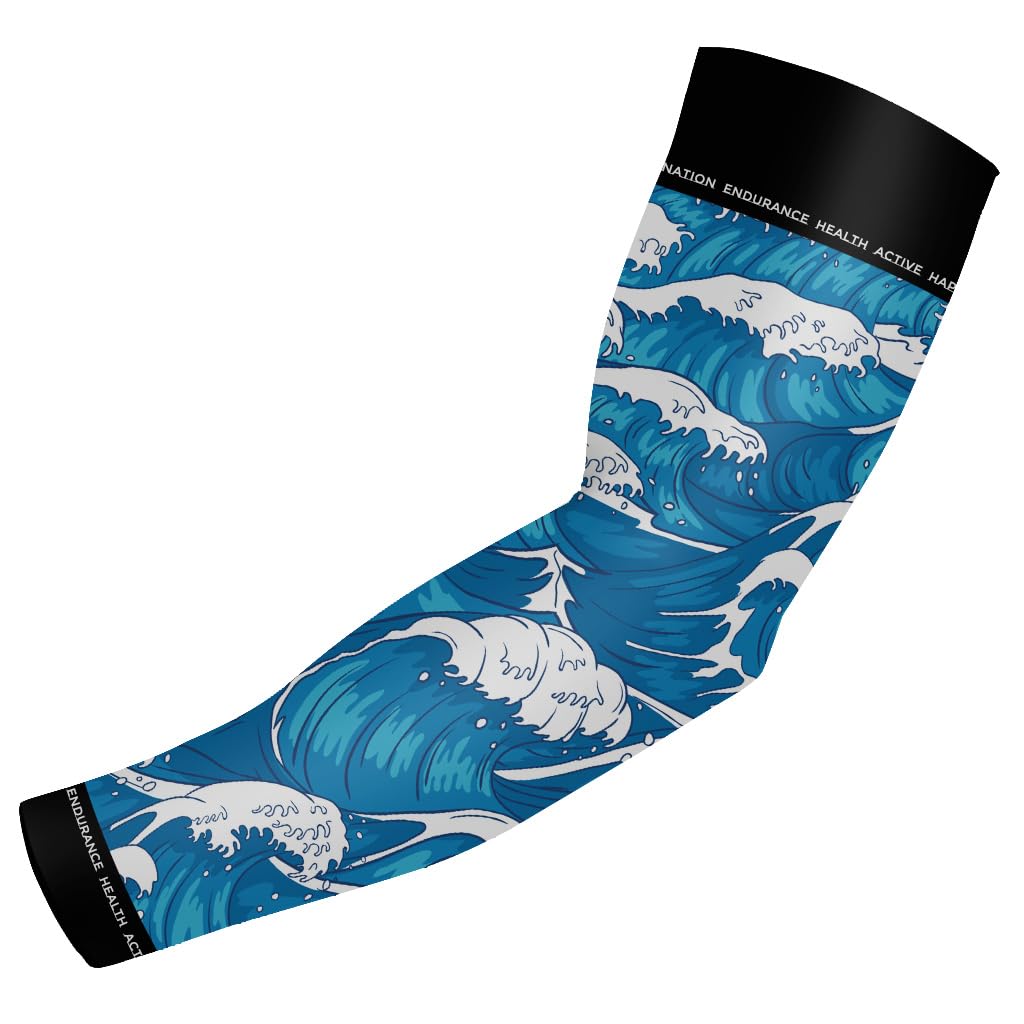 DEHAHA Men's Wave Compression Cooling Arm Sleeve Moisture Wicking 4-Way Stretch, Adult X-Large