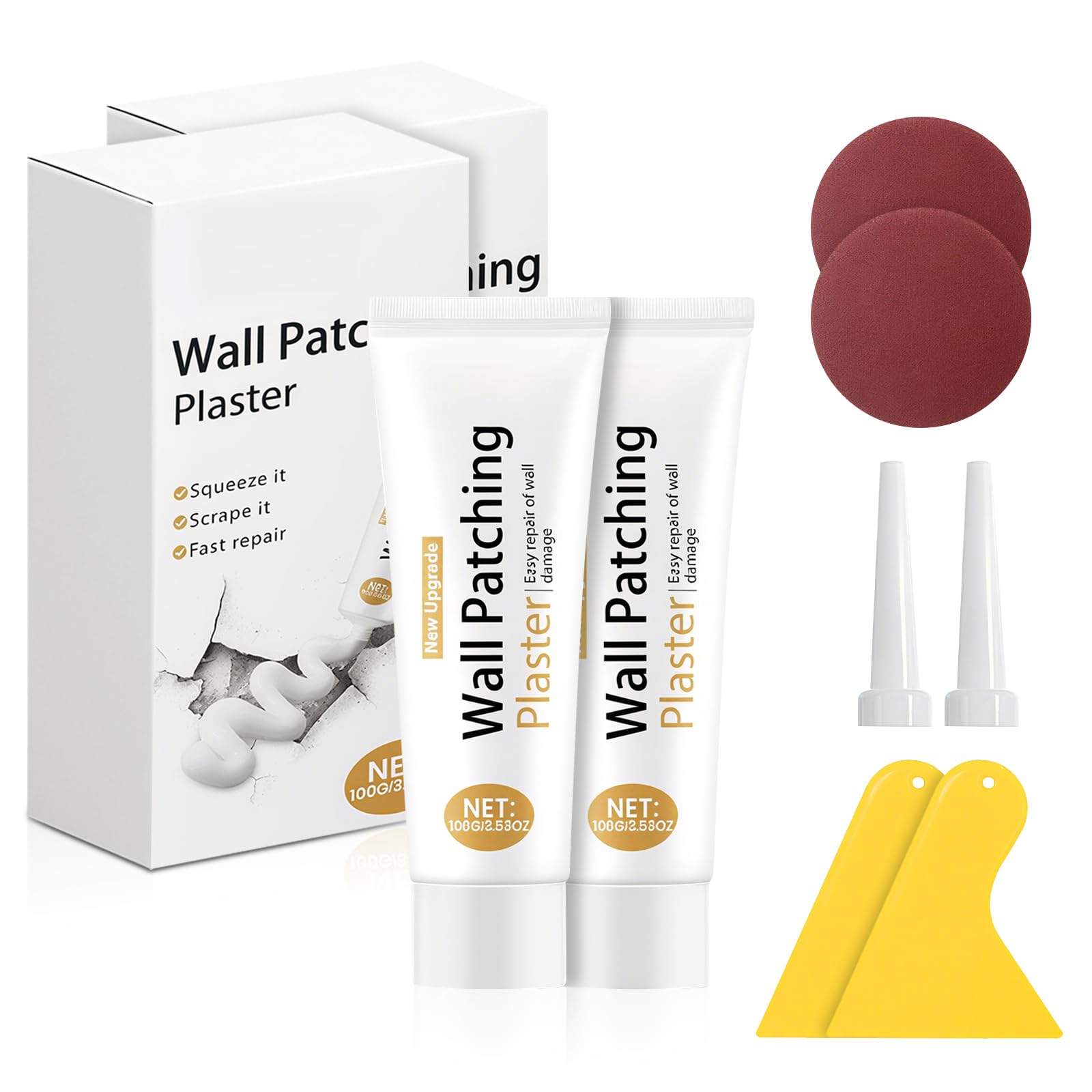 2pcs Safe Wall Repair Kit, Rapid Drying Paste for Hole Cracks Repair