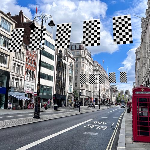 Image of AhfuLife Checkered Flag 3x5 Ft 2 PCS, Large Black and White Racing Flags - Double Side with Brass Eyelets for Race Car Party, Garden Decoration Indoor Outdoor