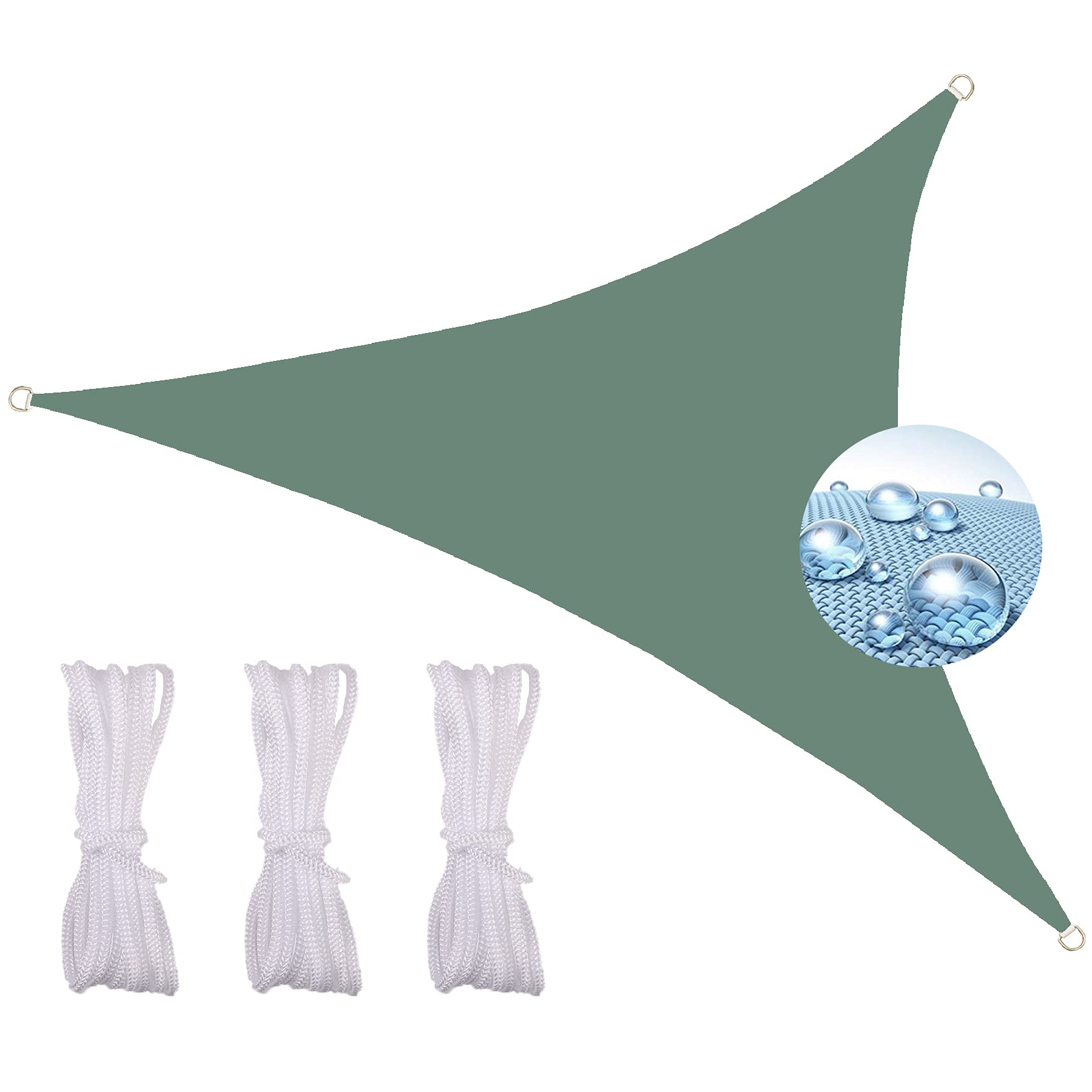 Voile d'ombrage triangulaire 6x6x6m vert foncé imperméable et respirant pour jardin