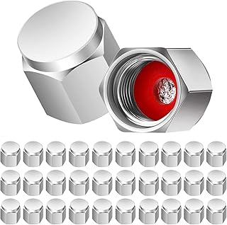 QILISEN Chrome Tire Valve Stem Caps 30 Pack, Corrosion-Resistant Plastic Tire Caps, Hexagon Design, Dust Proof, with Rubber Seal, Leak-Proof Air Protection, Universal Tire Pressure Caps for Car, SUV
