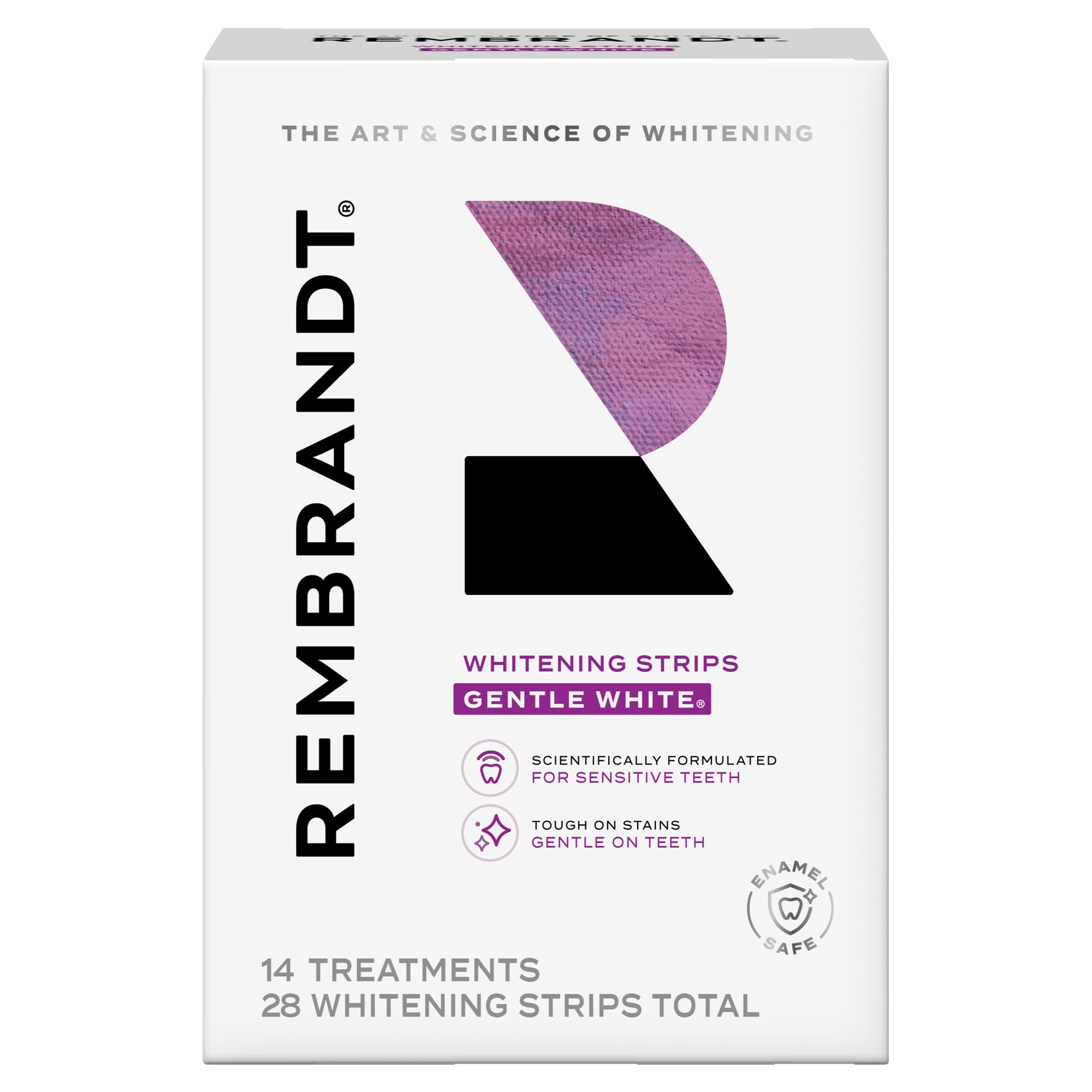 Rembrandt Teeth Whitening Strips Gentle White Sensitive Teeth Whitening Gently Remove Tough Stains Enamel-Safe 28 Whitening Strips 14