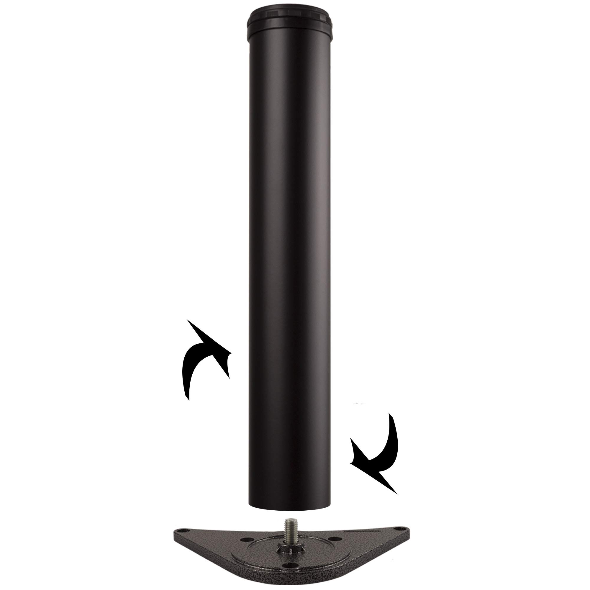 Stahlia 4 x Tischfuß Ø60 mm SCHWARZ MATT Tischbeine Möbelfuß |Höhe 710 mm|höhenverstellbar + 30 mm|inkl. Befestigungsmaterial |Tischfuss Verstellfuß Möbel Fuß Füße |