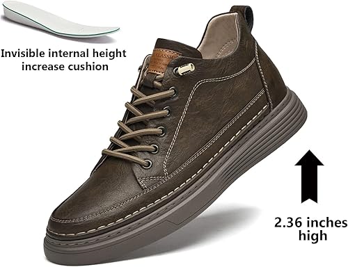 Miniatura 5 de Zapatos Oxford casuales de cuero para hombre, zapatos de vestir de moda con cordones invisibles para aumentar la altura, suela antideslizante