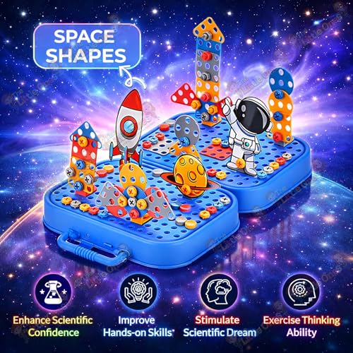 Image of The Little Ones Mechanical Toys - Construction Toys For Kids Aged 3+ Years Old,Stem Toys,Diy Kit,Best Birthday Gift For Boys & Girls,Educational Games[Space Builder Construction Set- 40+Models-232 PCS